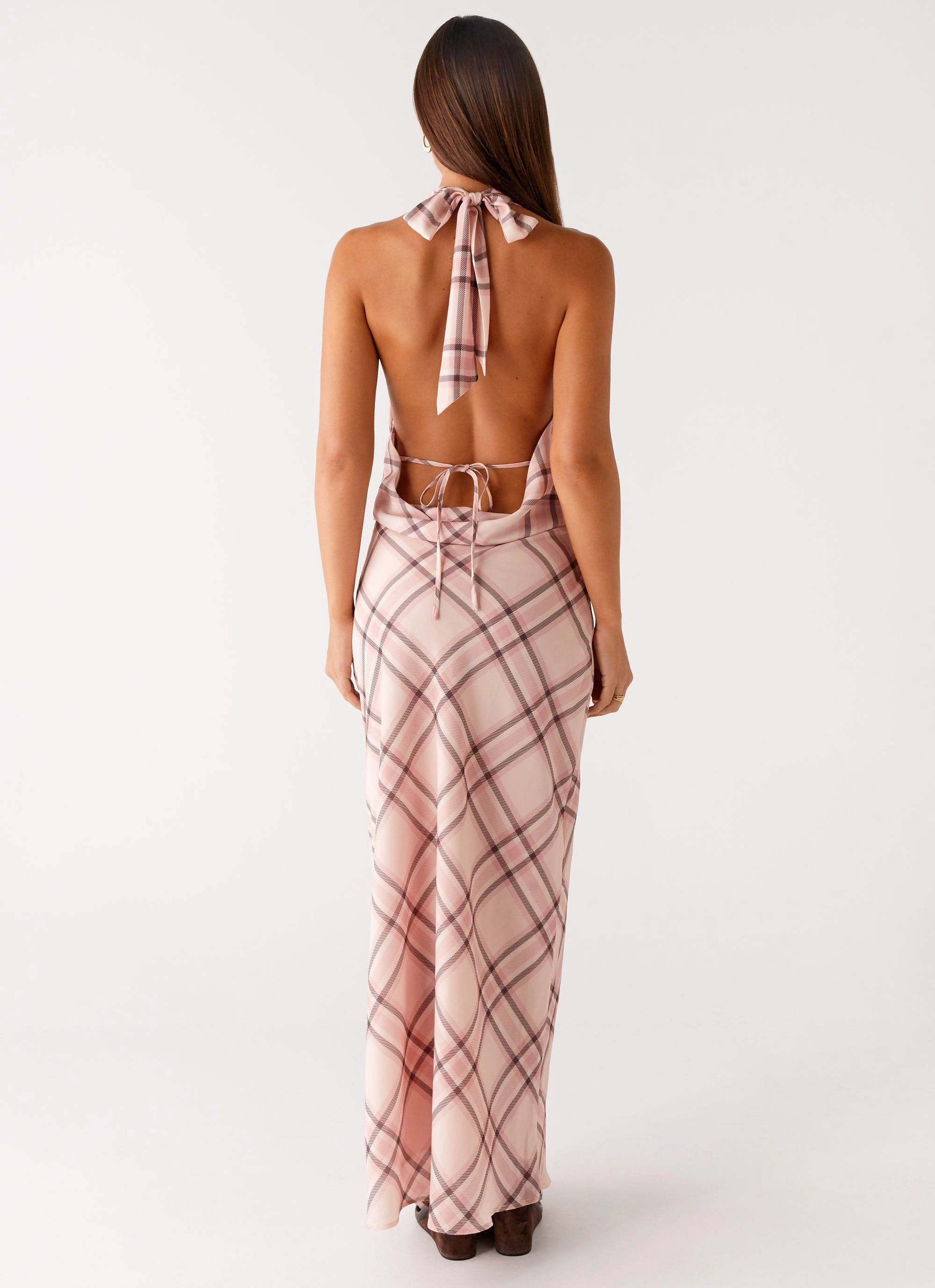 Minimal Harmony Muse Maxi Dress - Pink Check