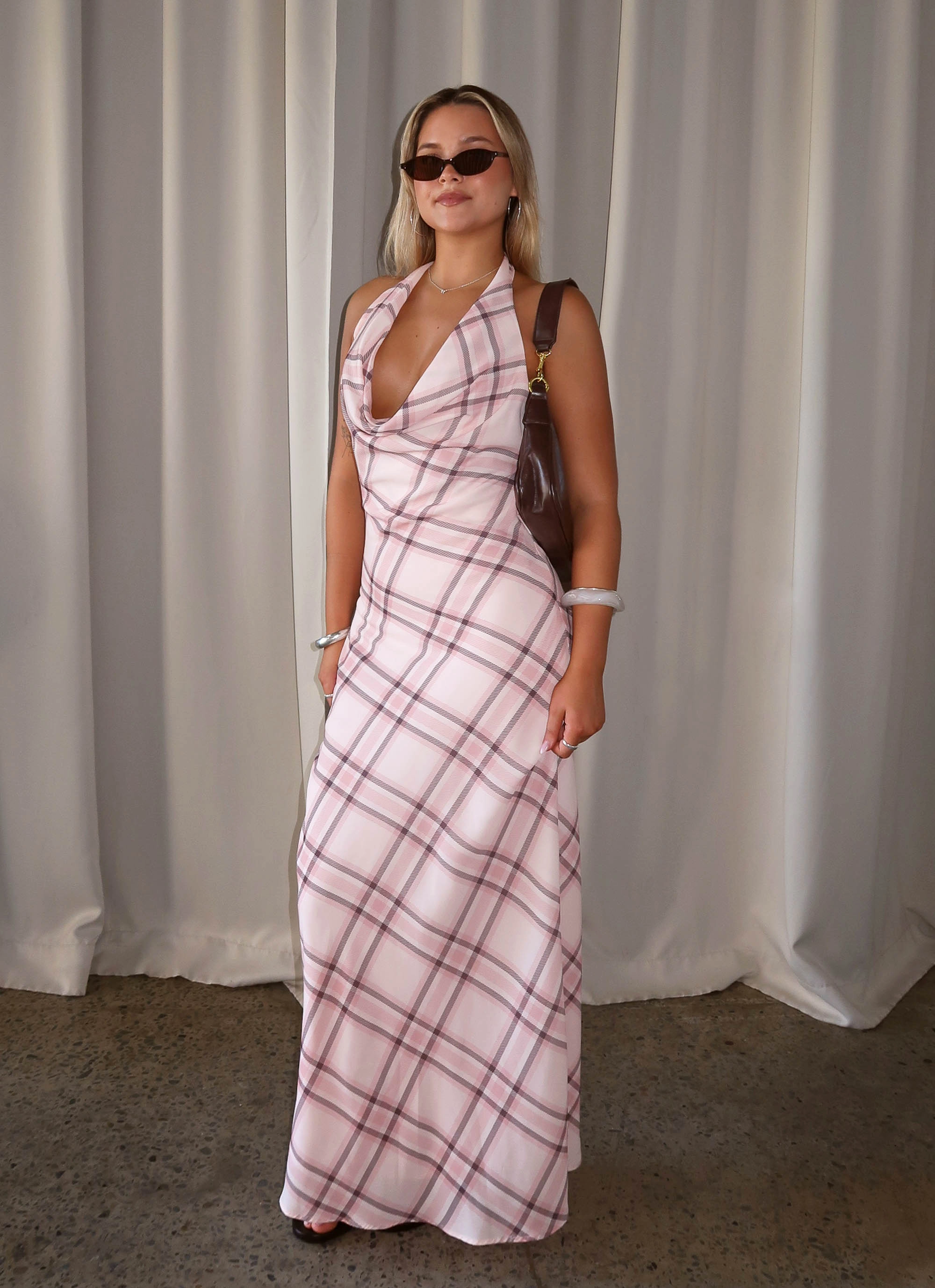 All Look High-Fashion Muse Maxi Dress - Pink Check