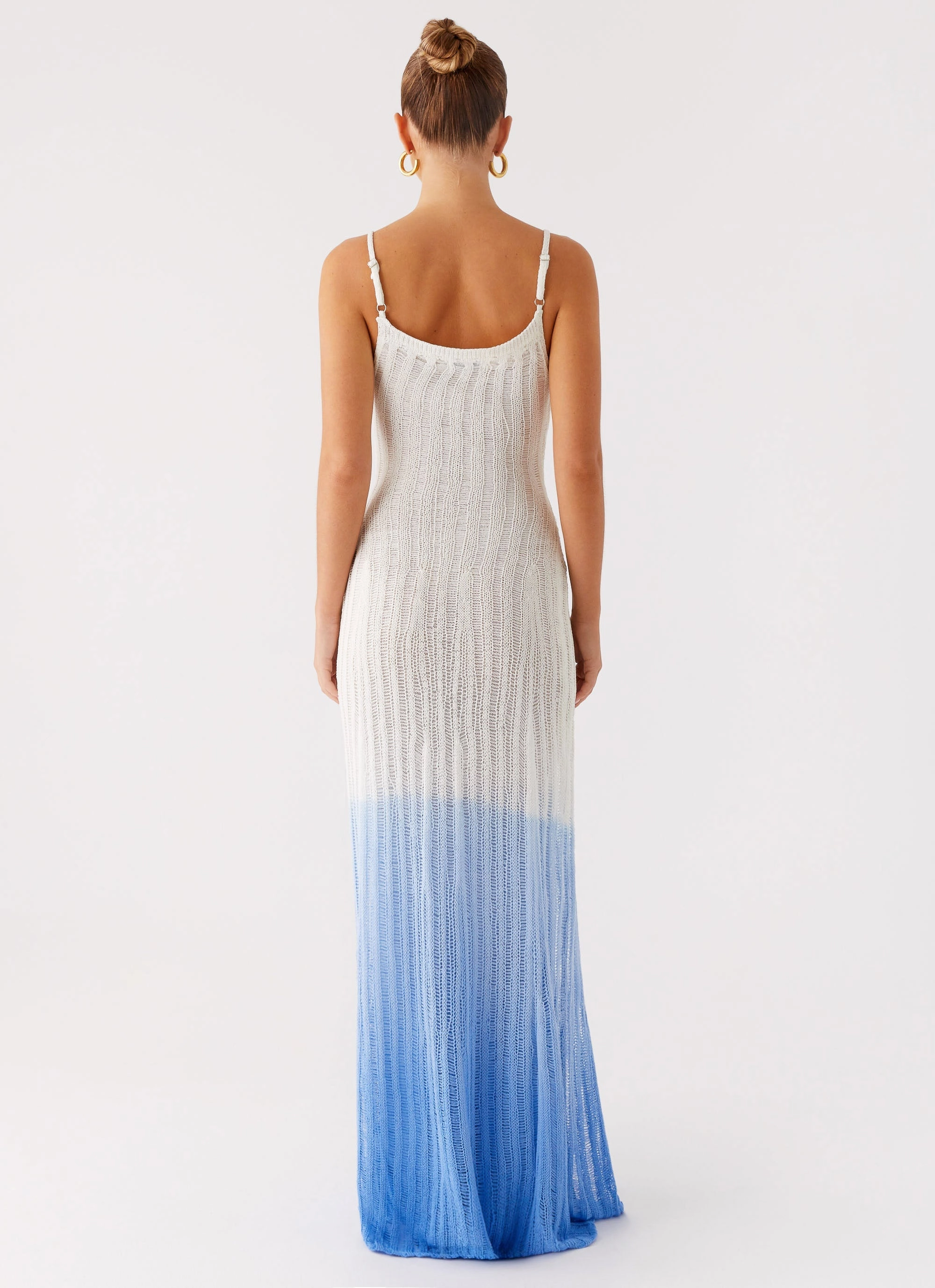 Kiki Maxi Dress - Ombre Blue Square Neck Light Sheen