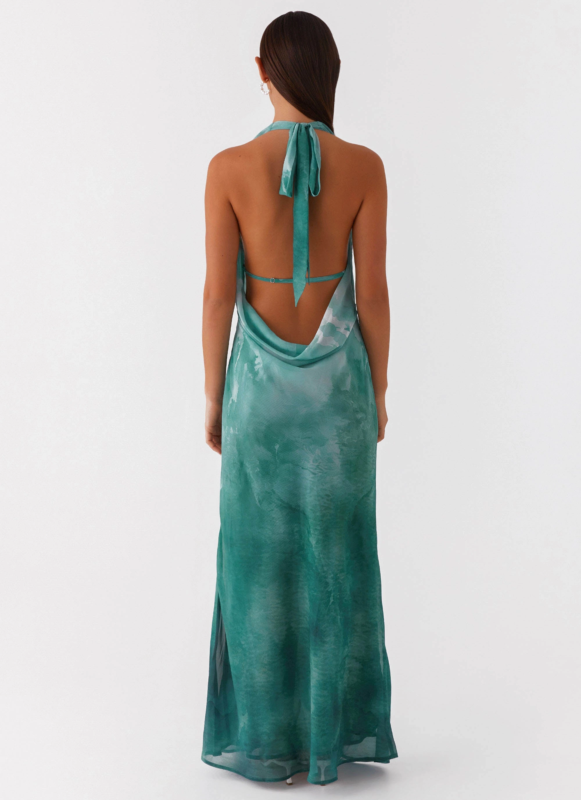Nerissa Cowl Neck Maxi Dress - Green Tie Dye Vibrant Look All Look