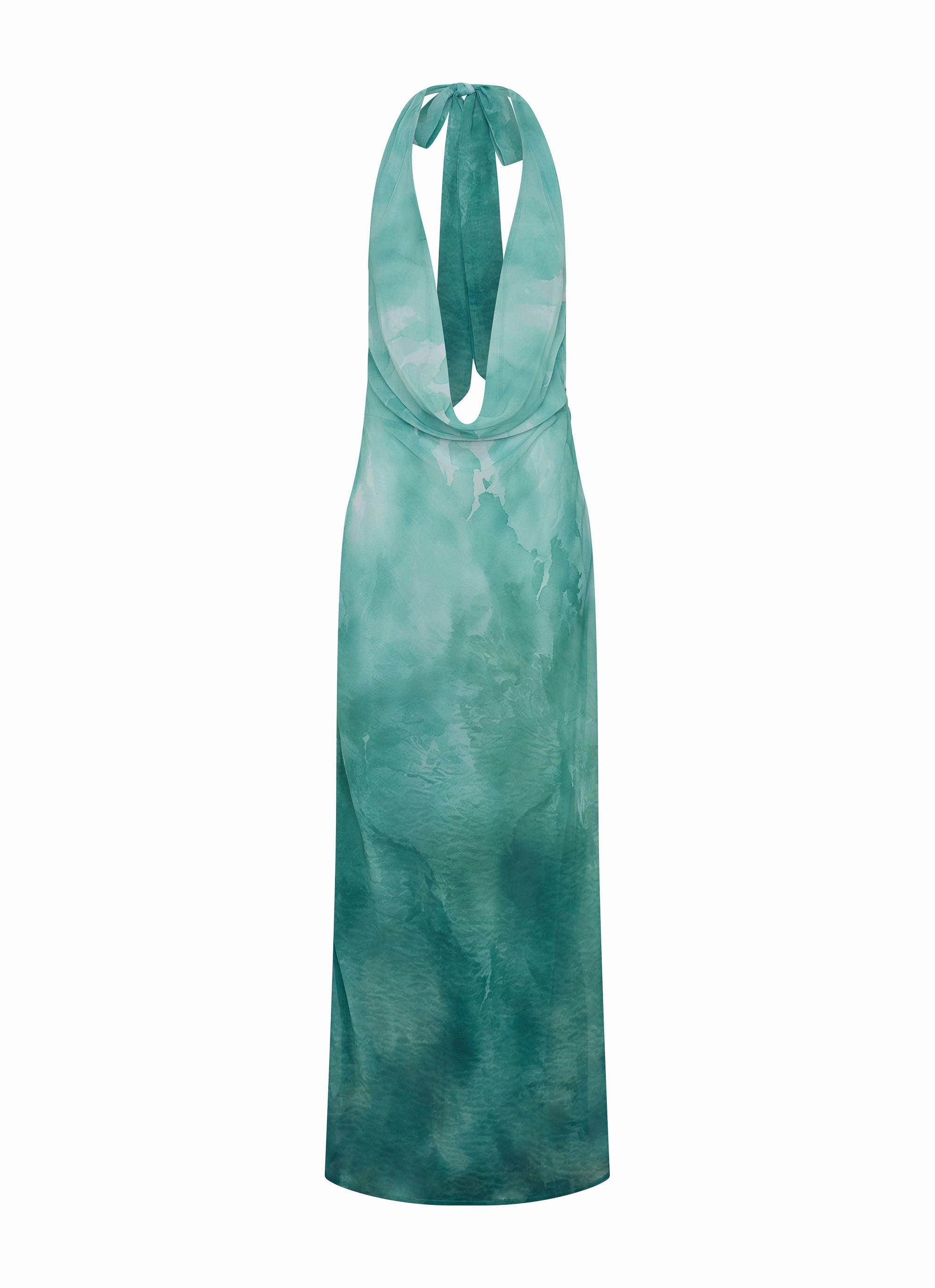 Nerissa Cowl Neck Maxi Dress - Green Tie Dye travel mode Natural Layers