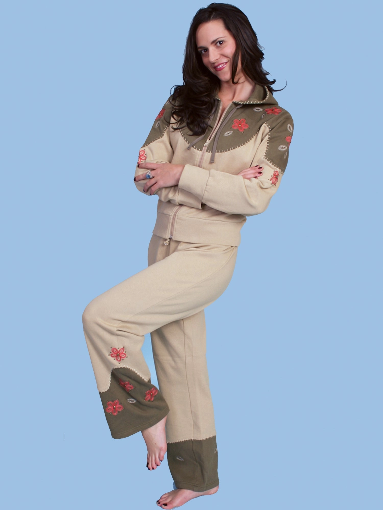 Scully Womens Khaki 100% Cotton Two-Tone Pants Affordable Durable