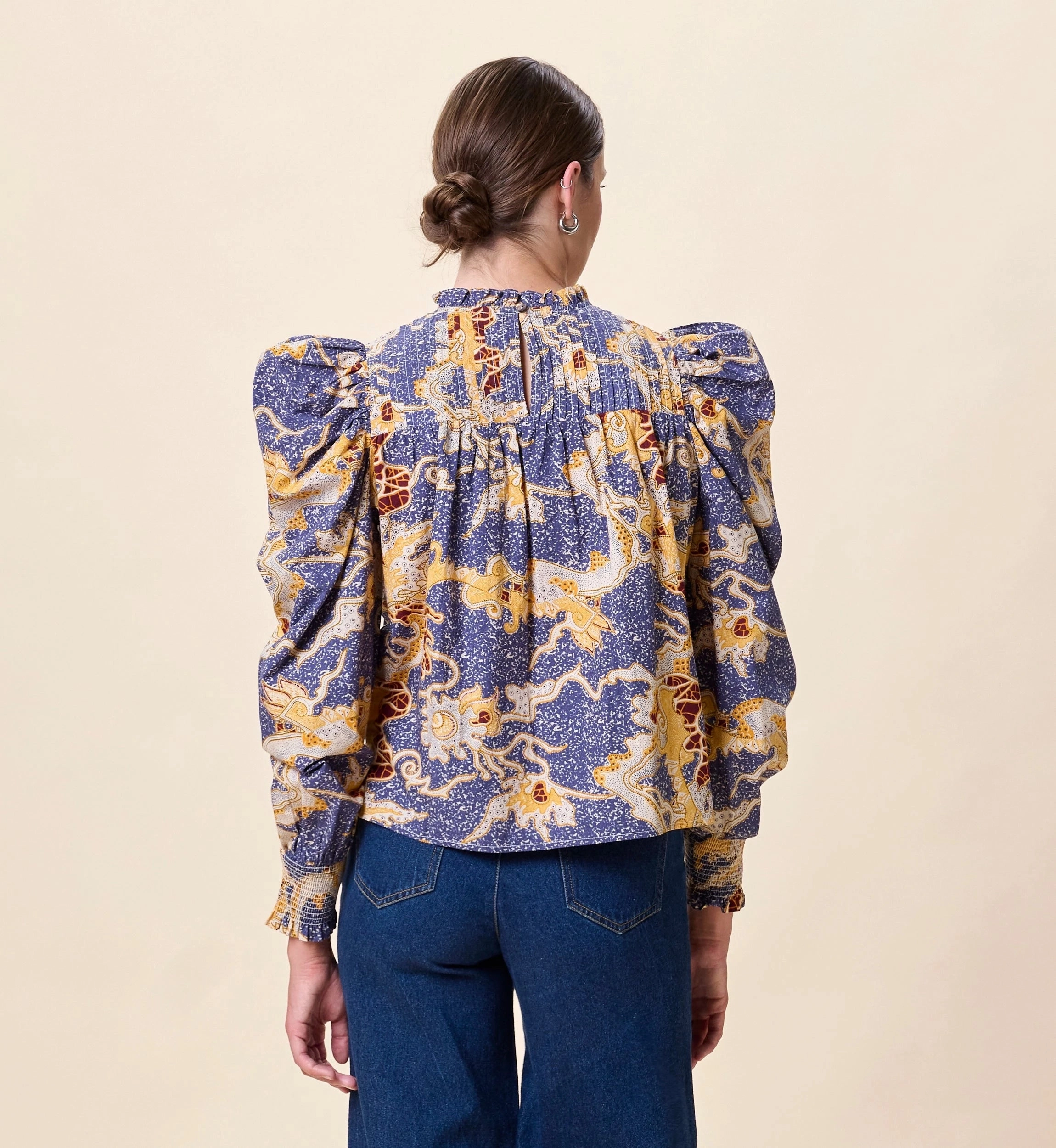 Irina Blouse | Blue Castello VentilatedArmholes EasyCareMaterial