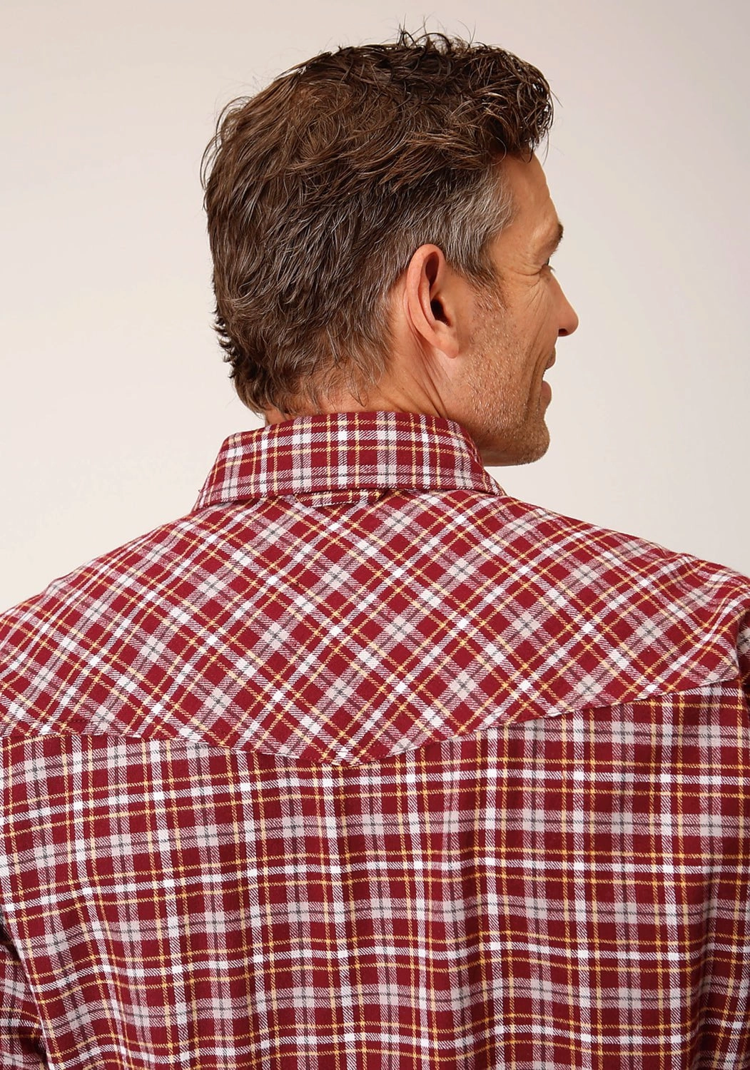 Loose Comfort Thermal Regulation Fabric Roper Mens Unlined Plaid Wine 100% Cotton L/S Shirt