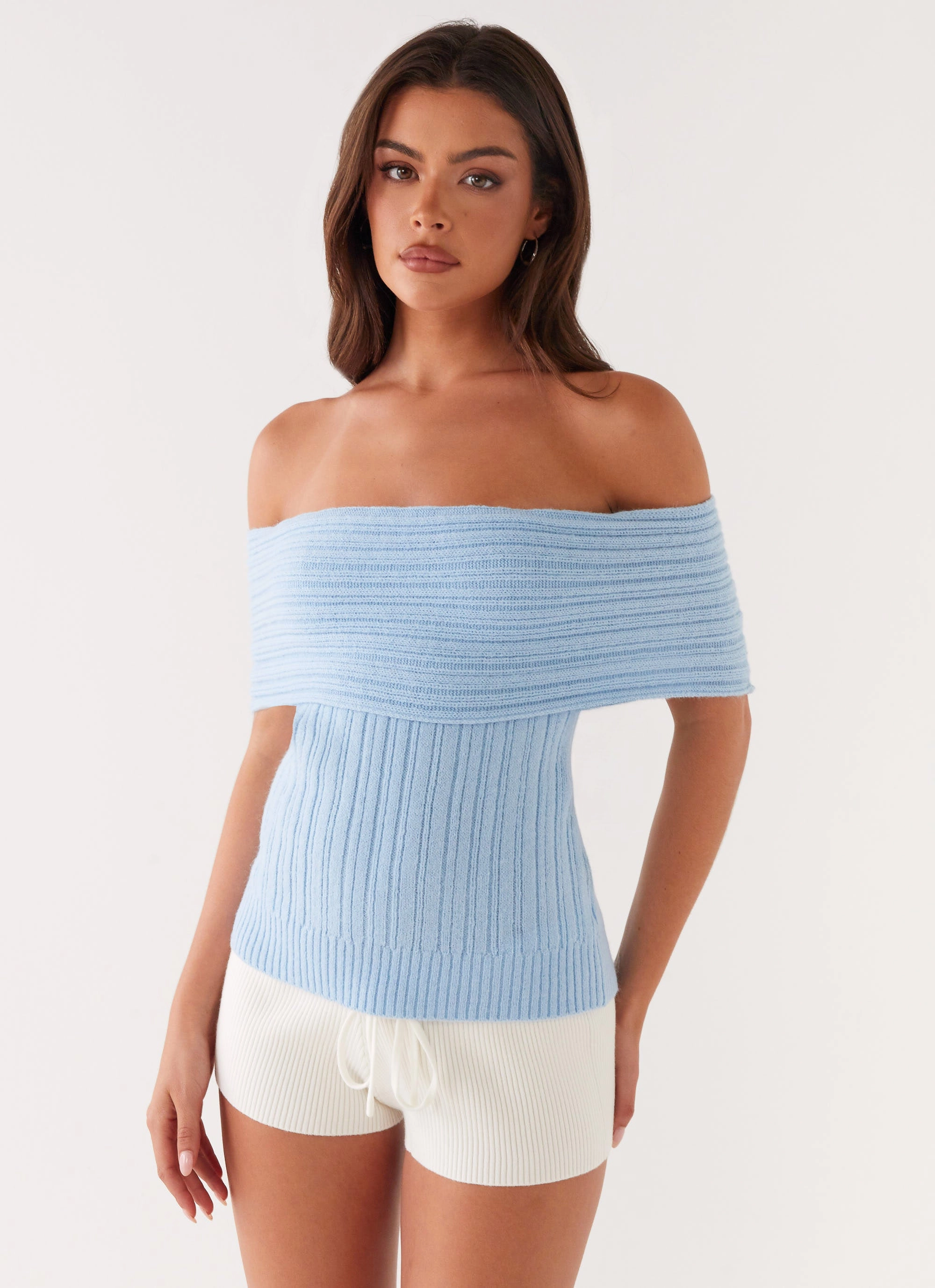 Rosen Knit Top - Blue Midweight Four Way Stretch MicrofiberTech