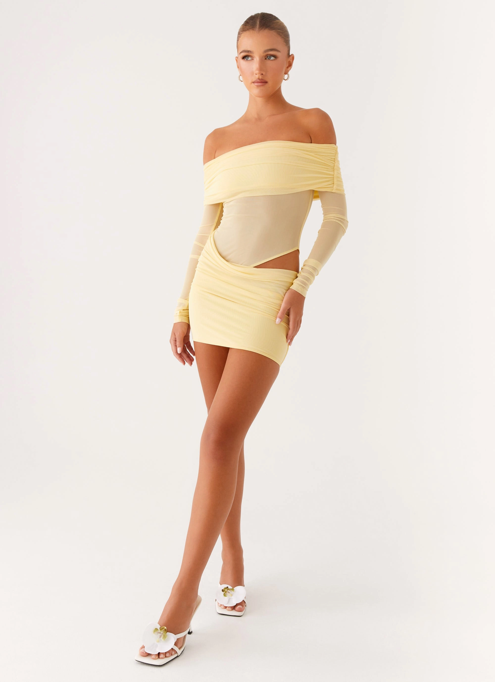 Glossy Finish No Doubt Mini Dress - Yellow