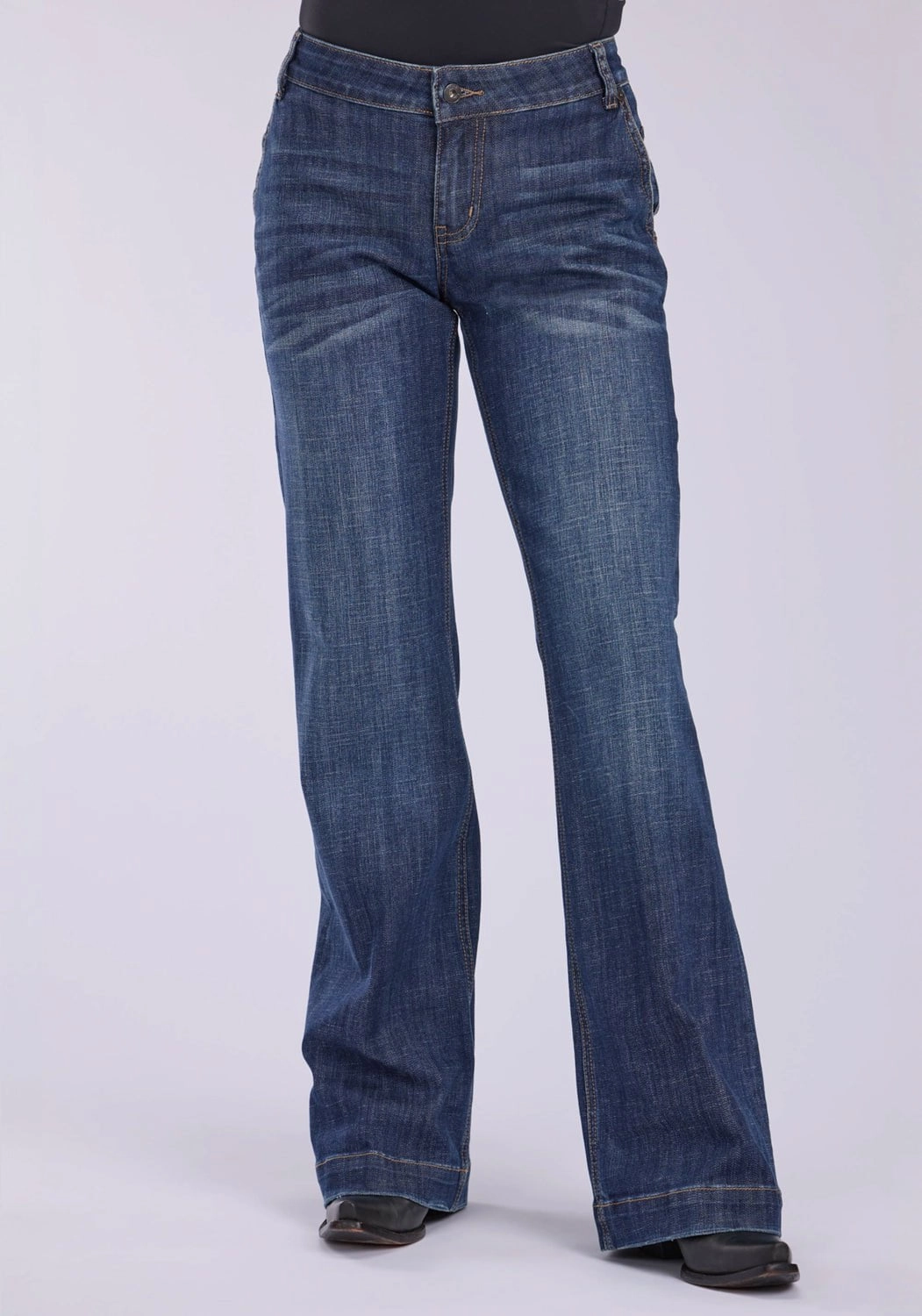 All weather Neat And Easy Stetson Womens 214 Trouser Fit Slash Pkts Blue Cotton Blend Jeans