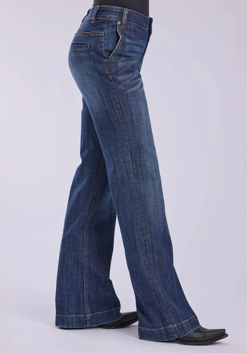 Stetson Womens 214 Trouser Fit Slash Pkts Blue Cotton Blend Jeans Street Ready Function Ready