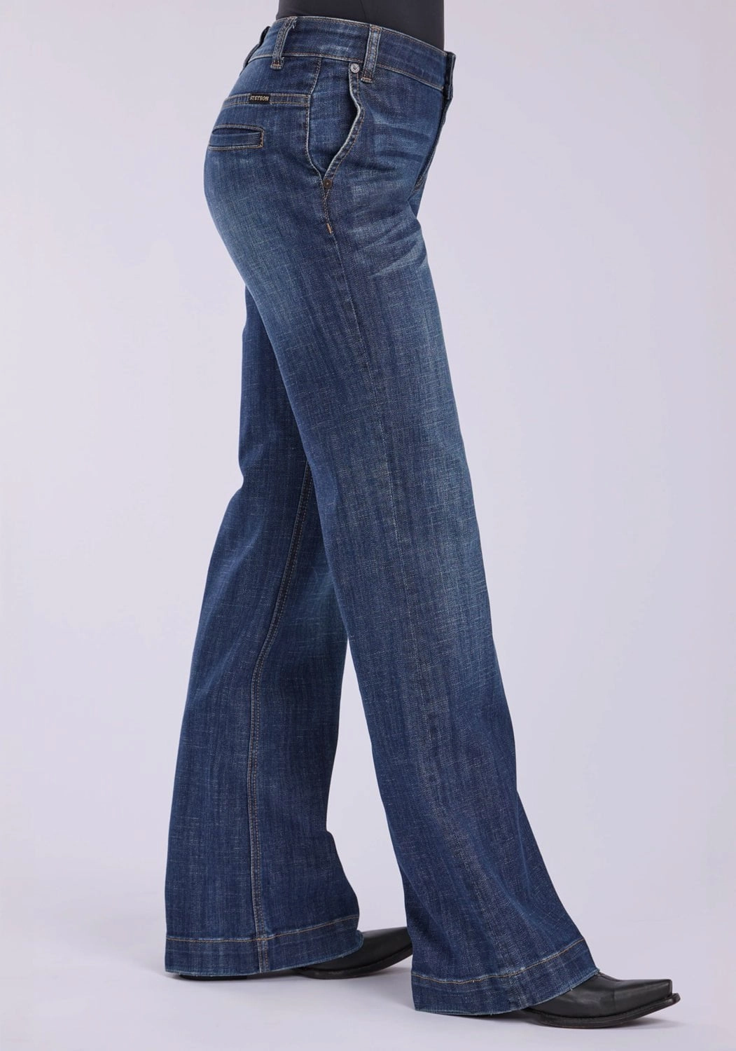 Street Basics Street Appeal Stetson Womens 214 Trouser Fit Slash Pkts Blue Cotton Blend Jeans