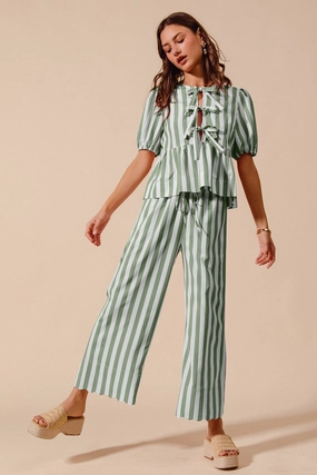 StretchMaterial Summer of Love Striped Set - Sage
