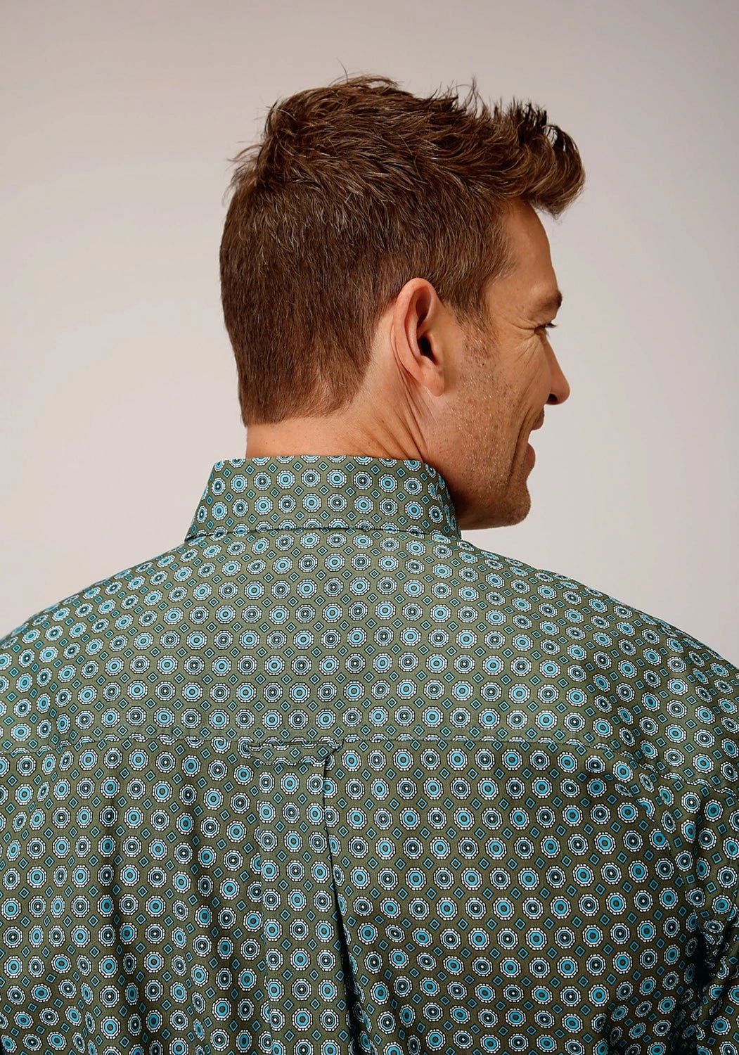 Roper Mens Olive Foulard Green 100% Cotton L/S Shirt Eco Dye Technique Warm Insulation