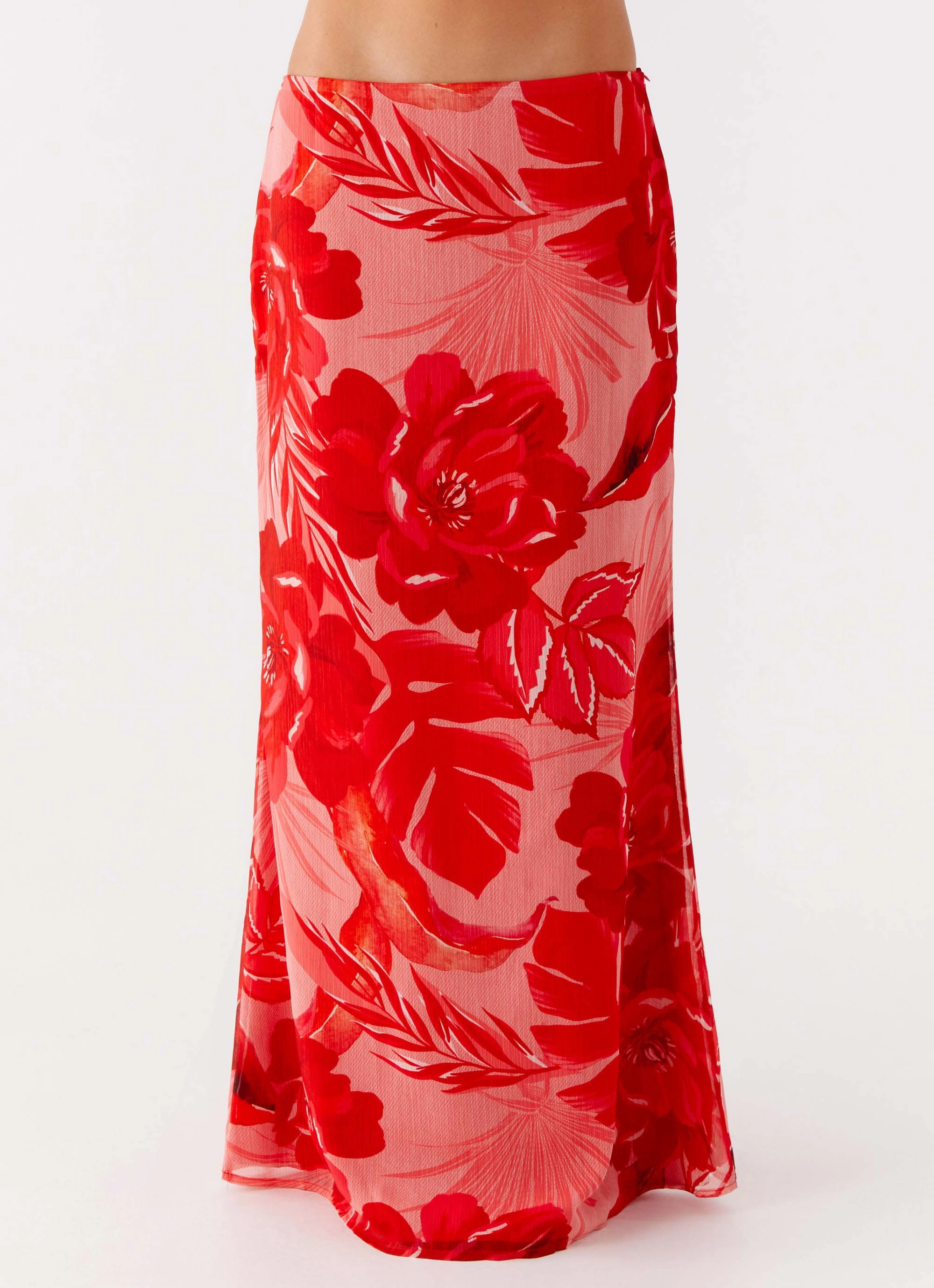 Soulful Low Rise Maxi Skirt - Sicily Sunsets Print Island Paradise Ocean Getaway