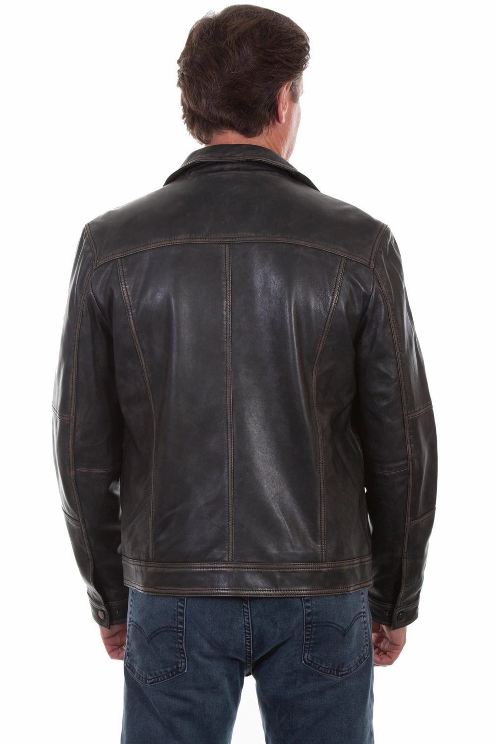 Scully Mens Black Leather Zip Vintage Jacket Dry Fast