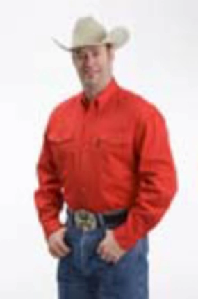 Roper Mens Basics Button Down Red 100% Cotton L/S Shirt Gym Appropriate