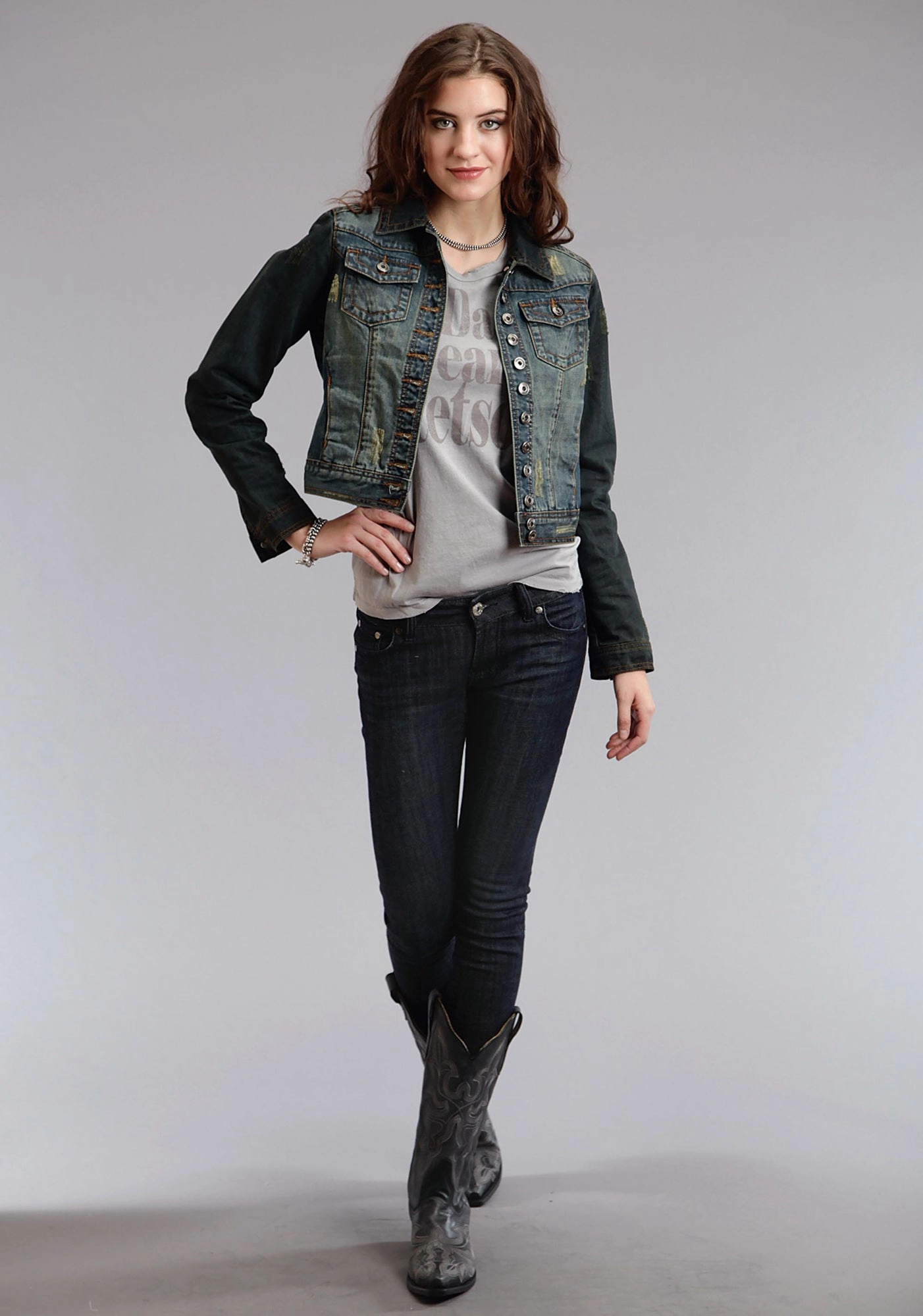 Stetson Womens My Daddy Wears Grey 100% Cotton S/S T-Shirt Sporty Look Bold Statement