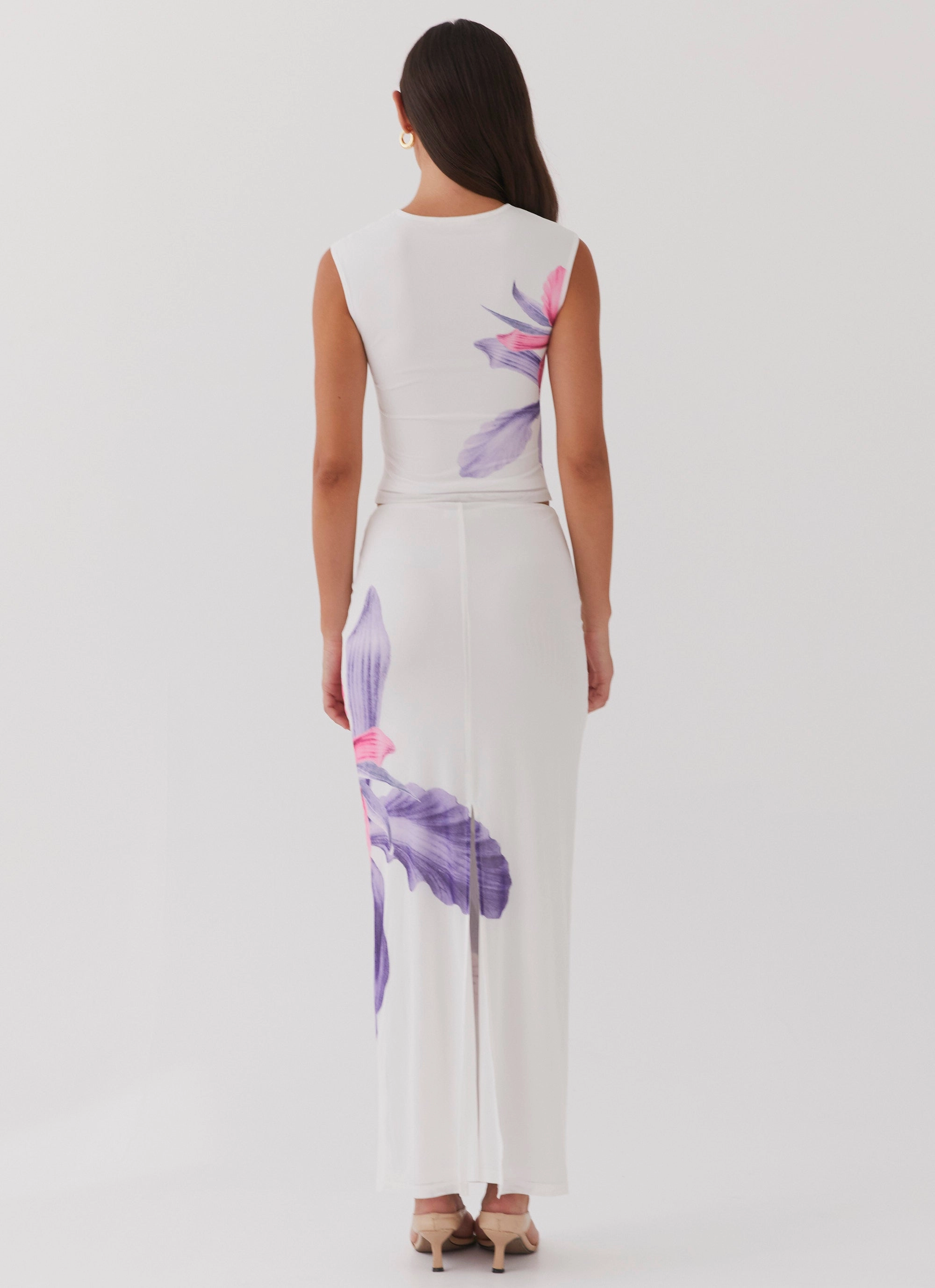 Smart Casual Layered Design Waiting For Dawn Mesh Maxi Skirt - White