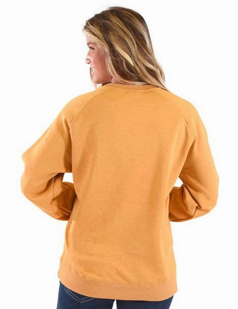 Odor Resistant Finish Cozy Knit Style Cowgirl Tuff Womens Bad A$$ Orange Poly/Rayon Sweatshirt