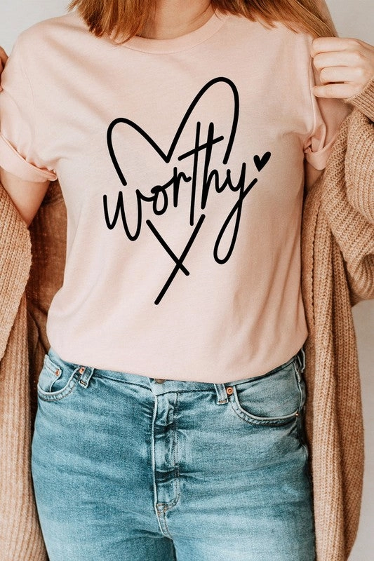 Worthy Heart Easter Basic Graphic Tee S-XL Chic Style