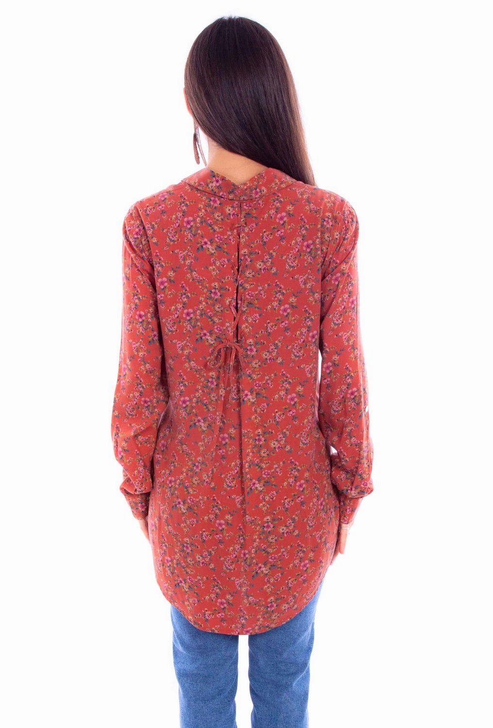 Special Occasion Mature appeal Scully Womens Ditsy Floral Rust 100% Rayon L/S Shirt