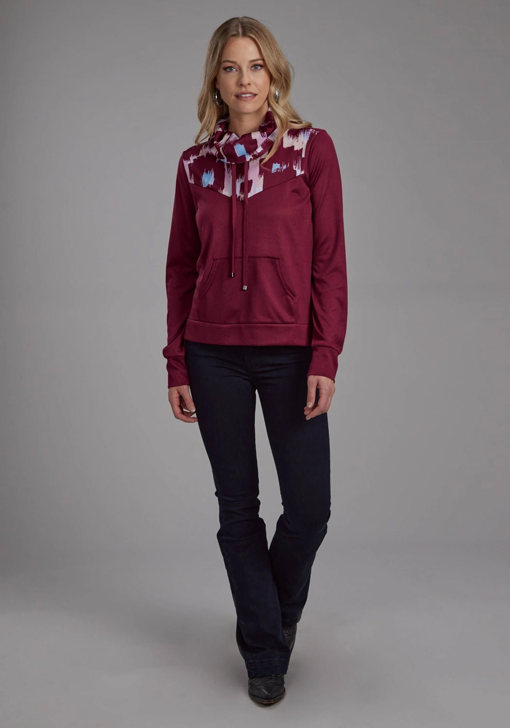 Airflow Ventilation Roper Womens Comy Cowl Neck Jersey Wine Poly/Spandex Pullover Sweater