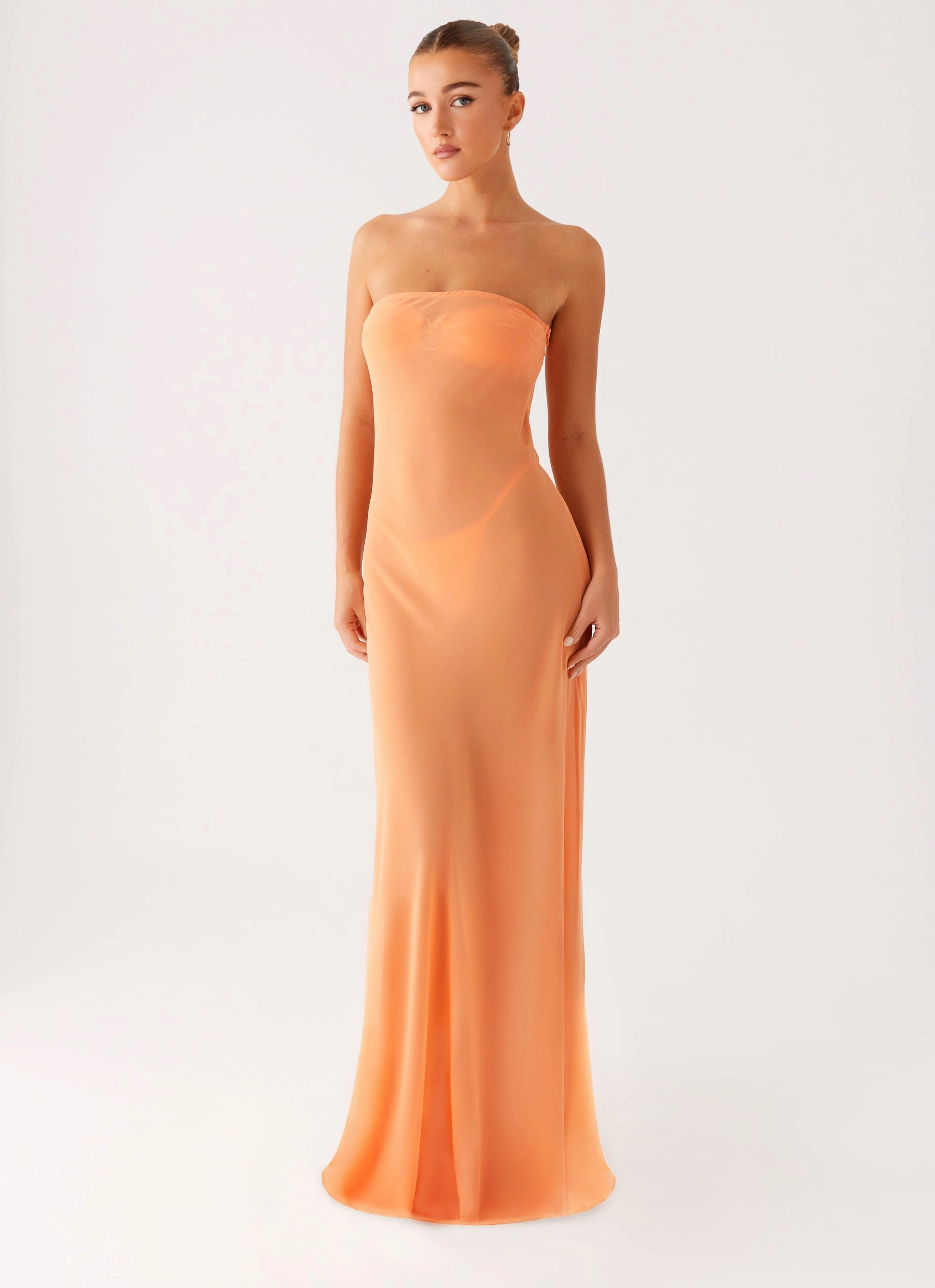 Wrap-Style Mattie Strapless Maxi Dress - Orange