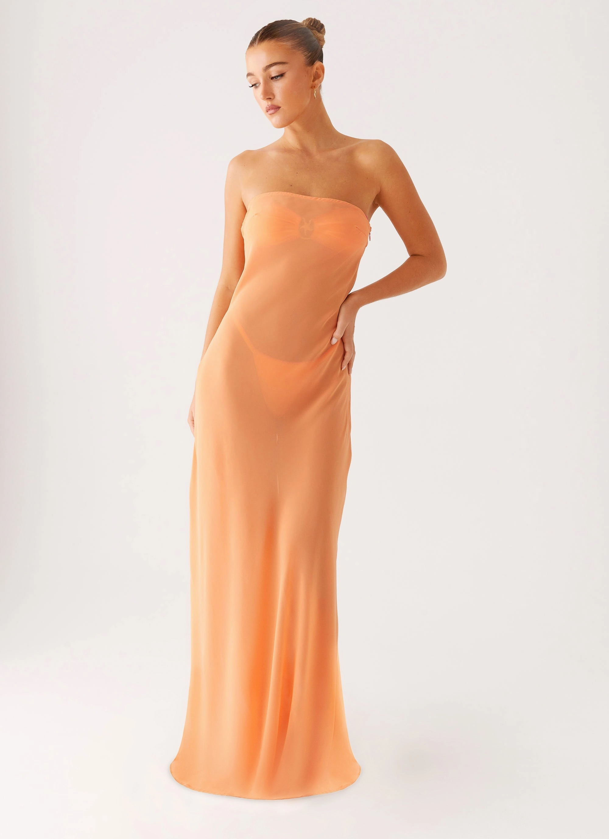 Fluid Cut Mattie Strapless Maxi Dress - Orange