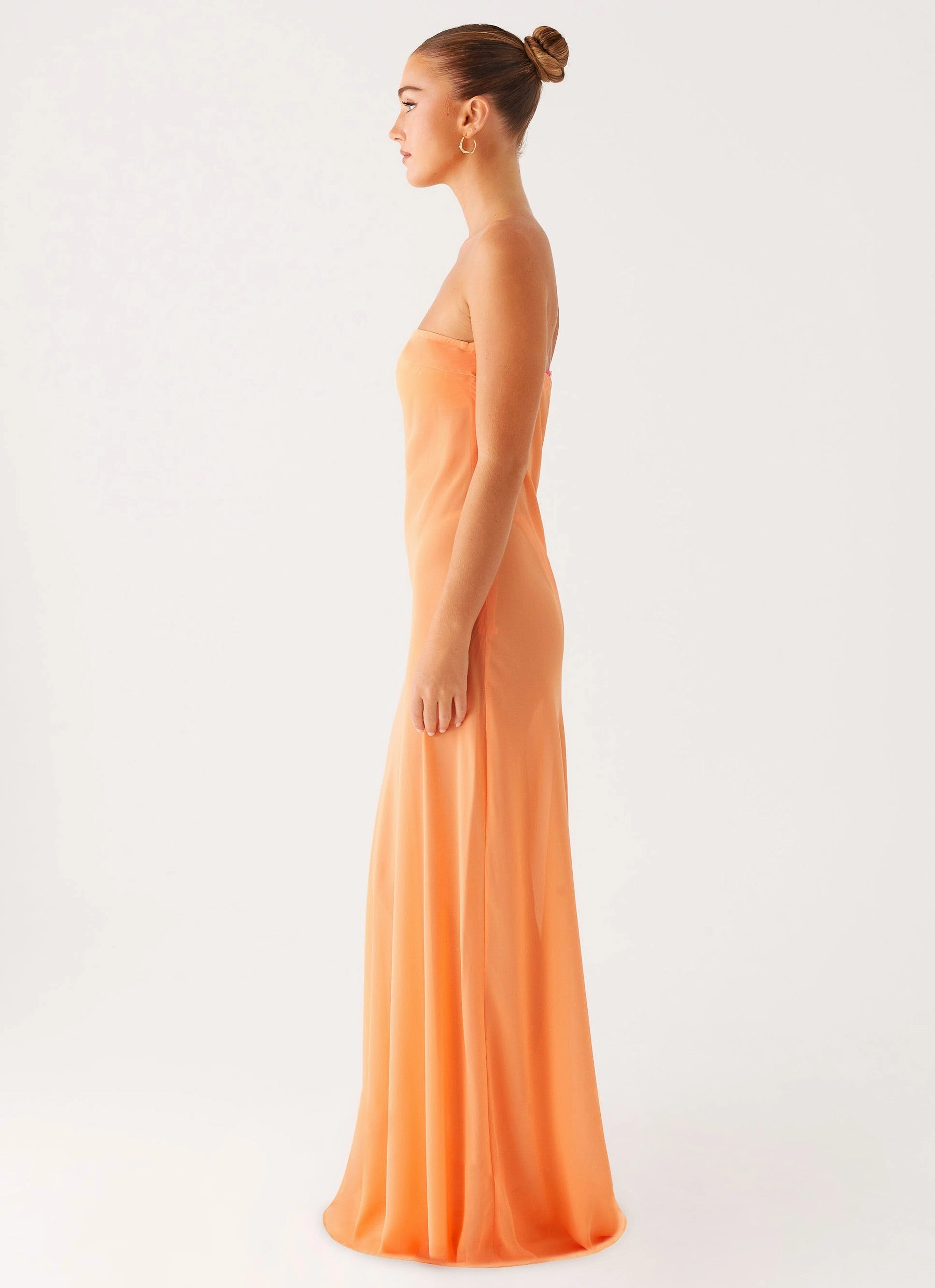 Mattie Strapless Maxi Dress - Orange All Look Ready Glow