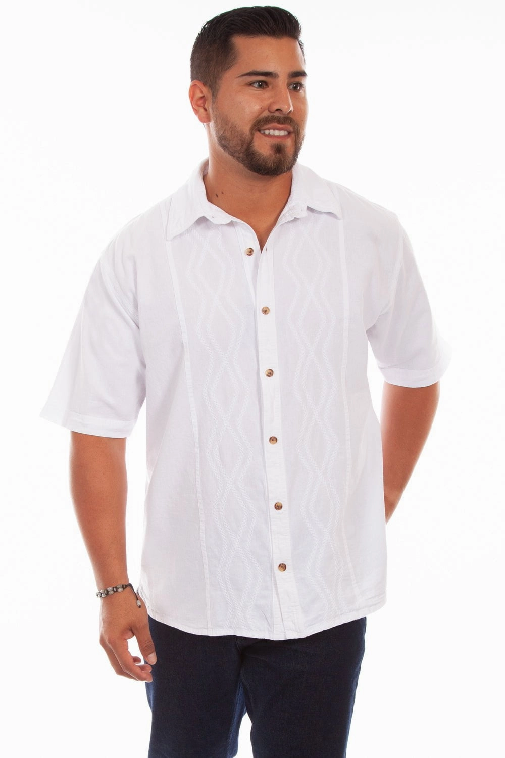 Wardrobe Essential Scully Mens White 100% Cotton Trac S/S Shirt