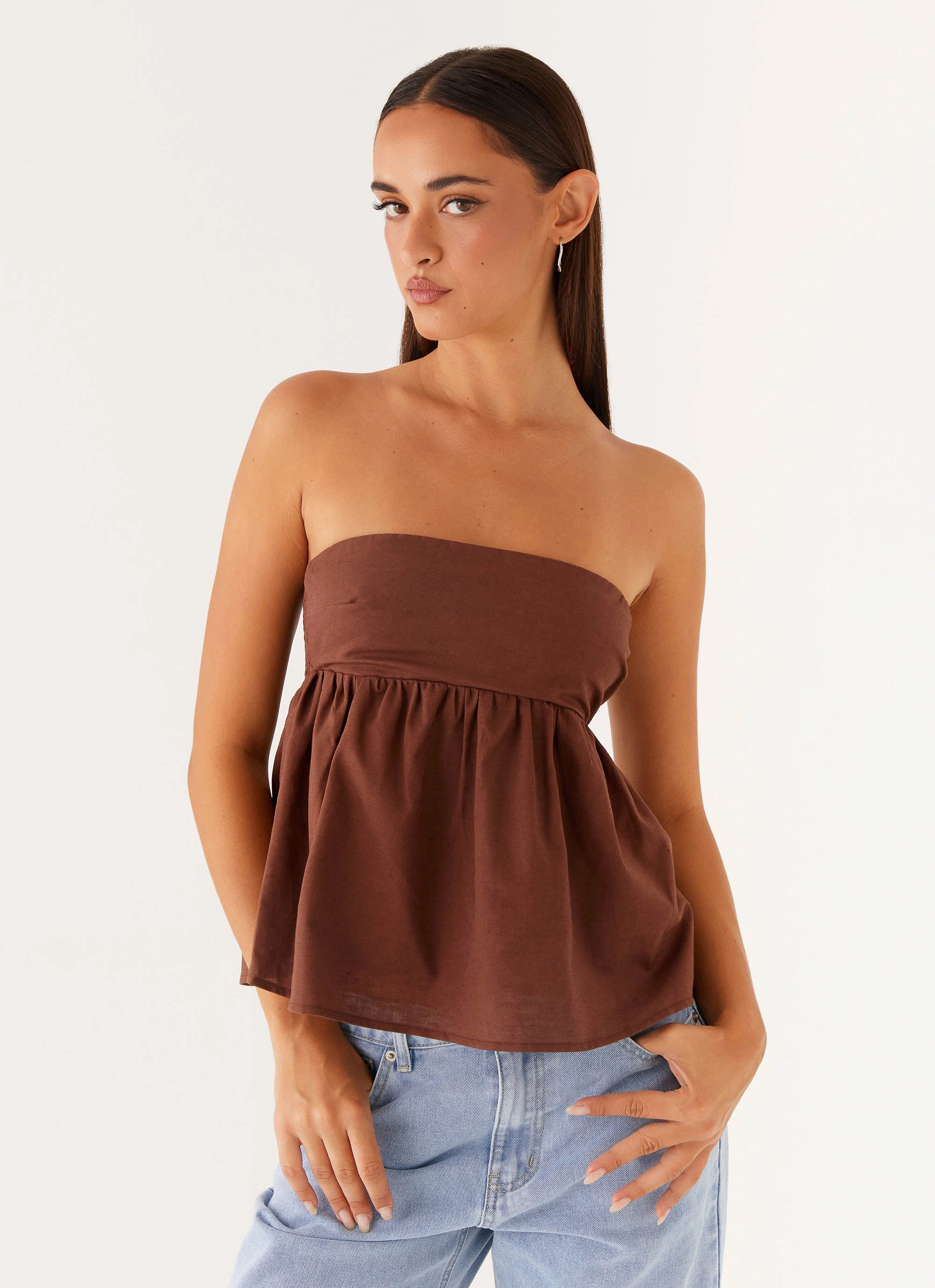 Long Sleeve Shirt Cassie Tube Top - Chocolate