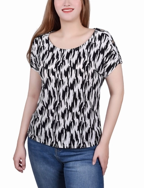 HighDensity Knit UltraLightweight Short Sleeve Extended Sleeve Tunic Top