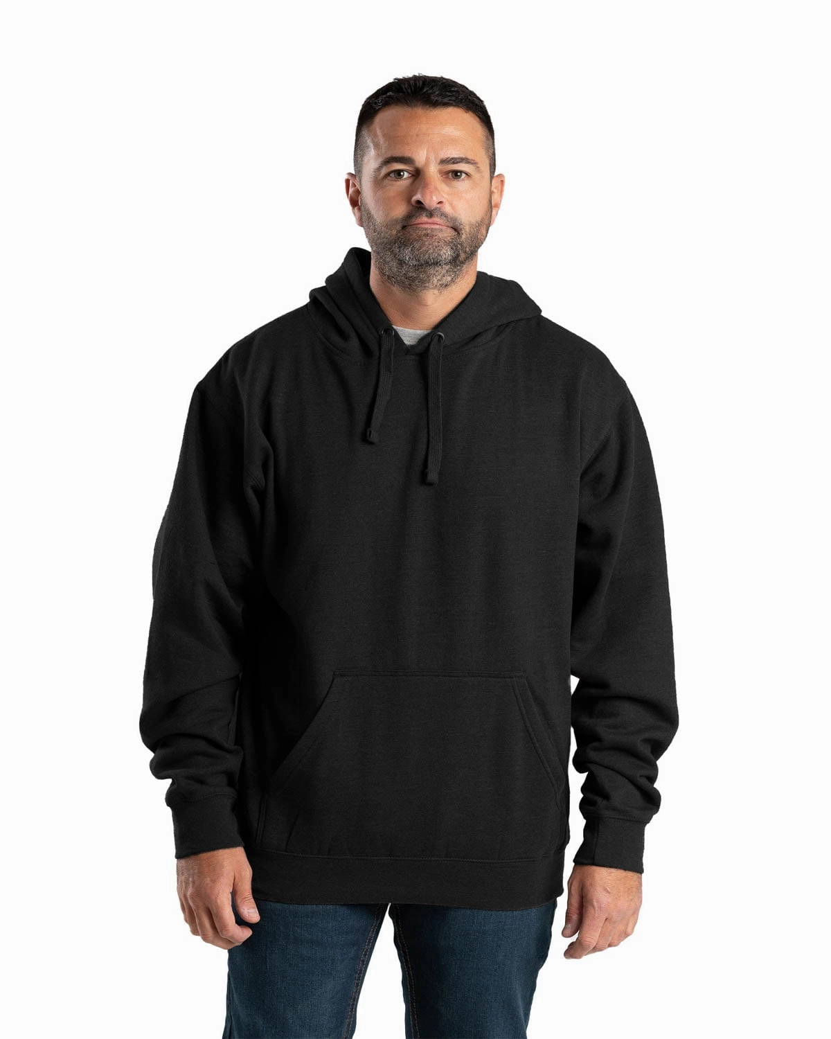 Berne Mens Black Cotton Blend Pullover Hooded Sweatshirt Functional Fashion