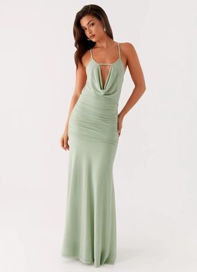 Norah Maxi Dress - Sage Weather resistant Chilly Weather Fashion