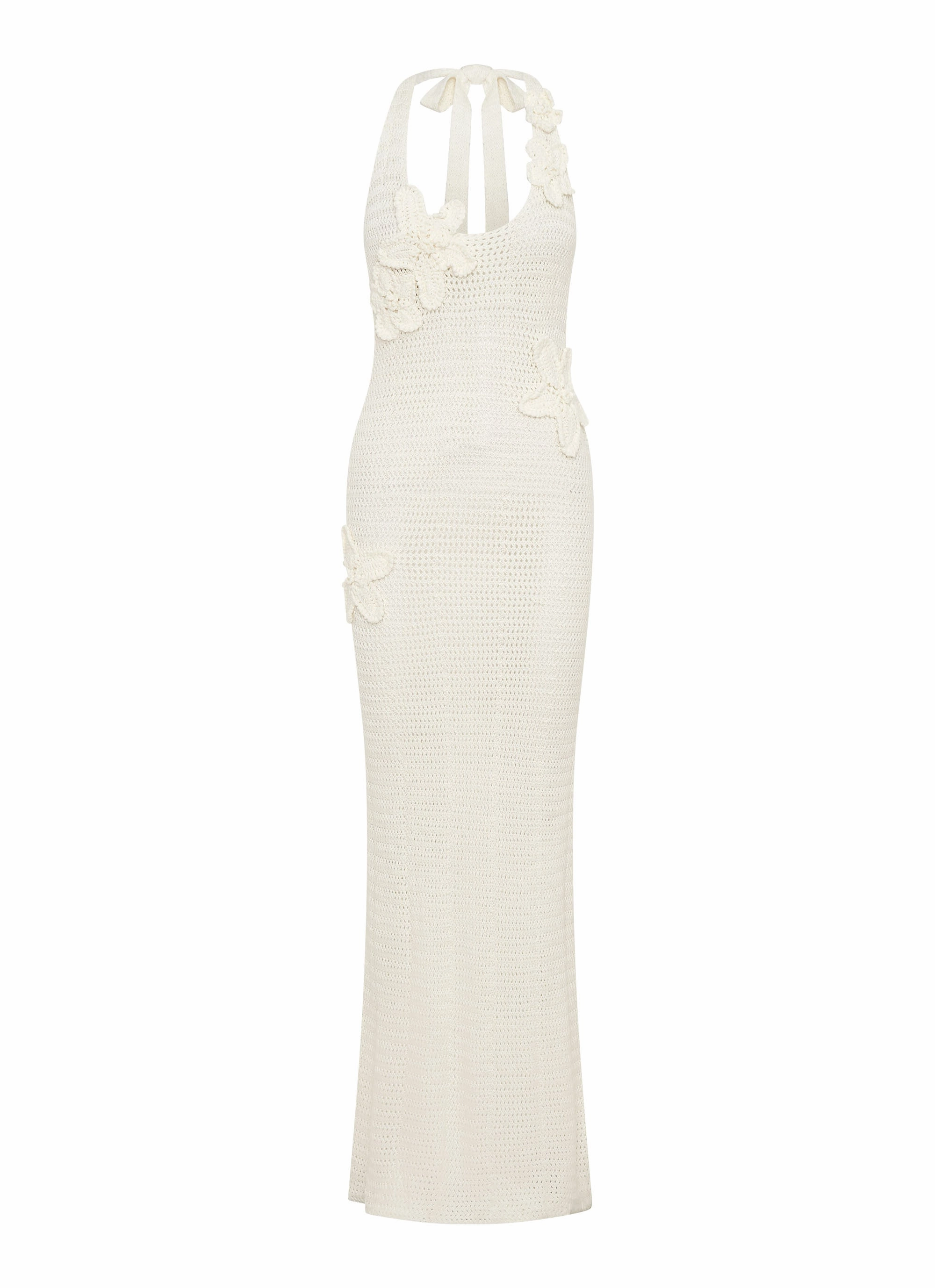 Chic Winter Style Minimalist Style Novalee Flower Crochet Maxi Dress - Ivory