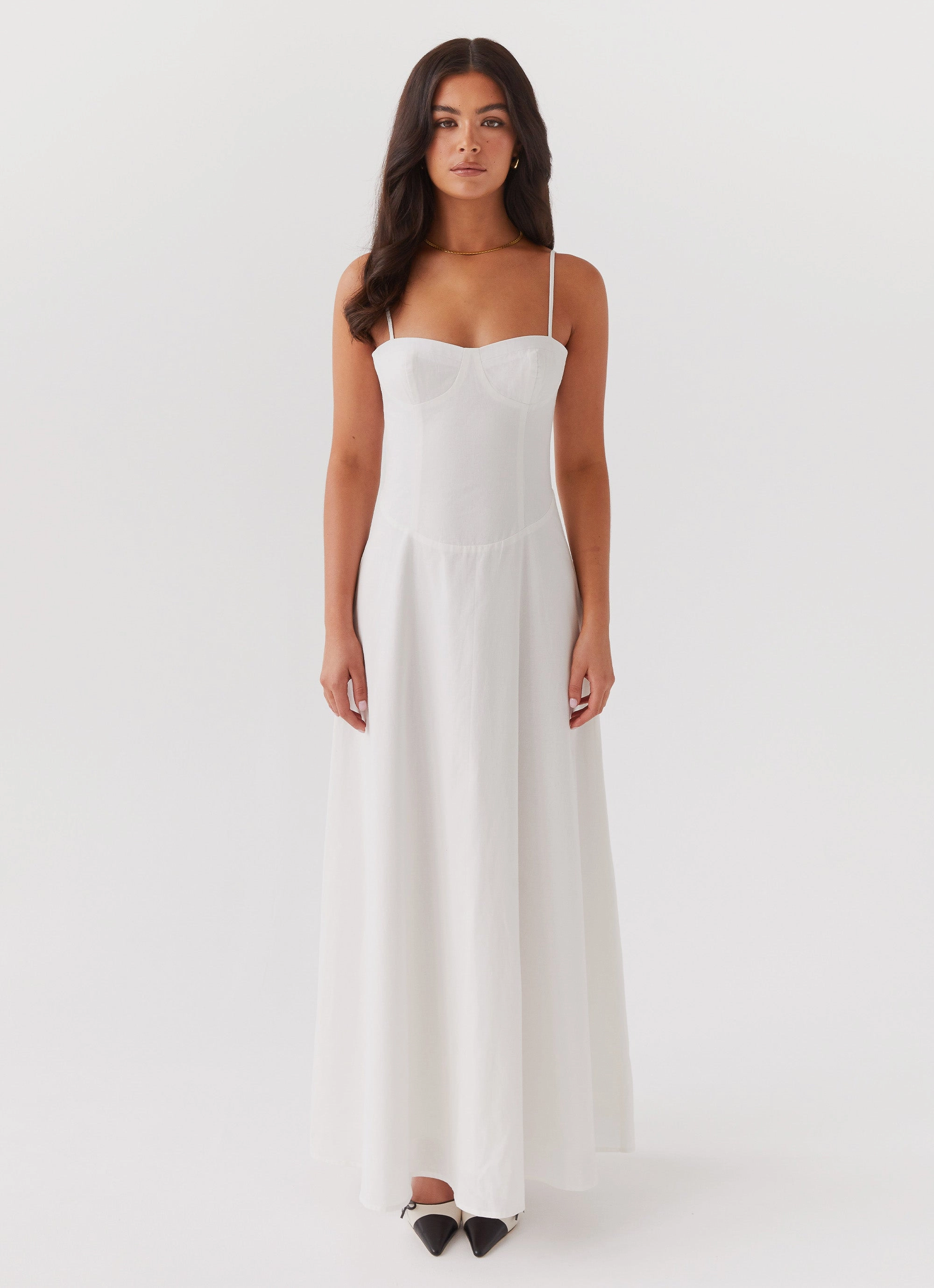 Daily Mood Angelina Linen Maxi Dress - White