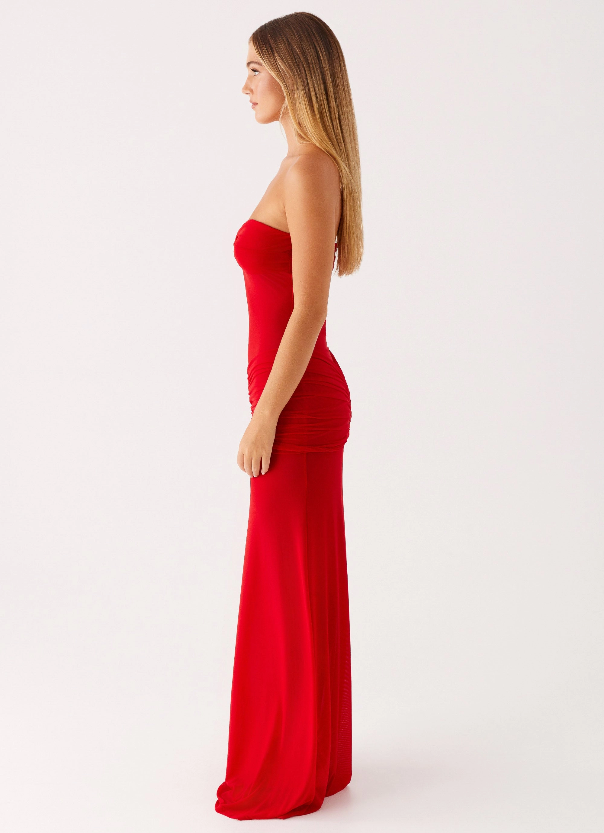 Ottilie Mesh Maxi Dress - Red Texture Blend