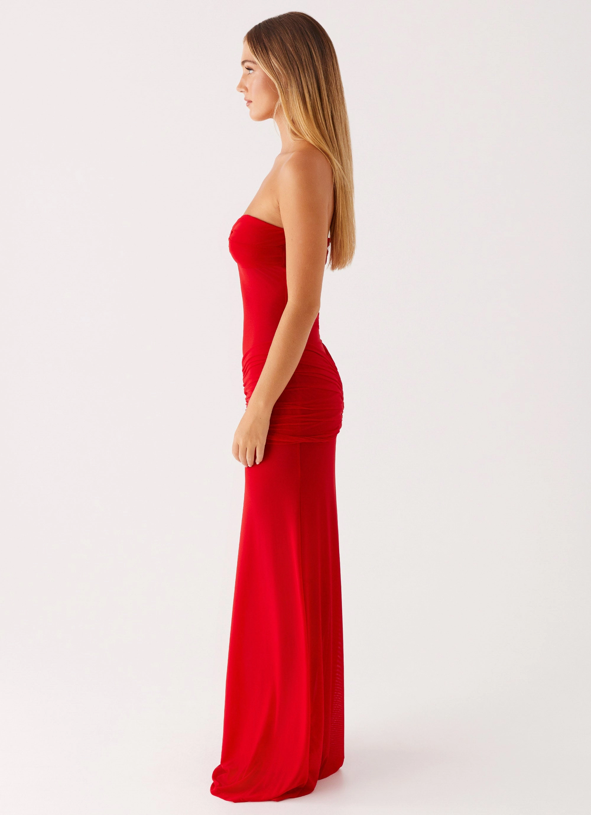 Ottilie Mesh Maxi Dress - Red Minimalist Style Timeless Comfort