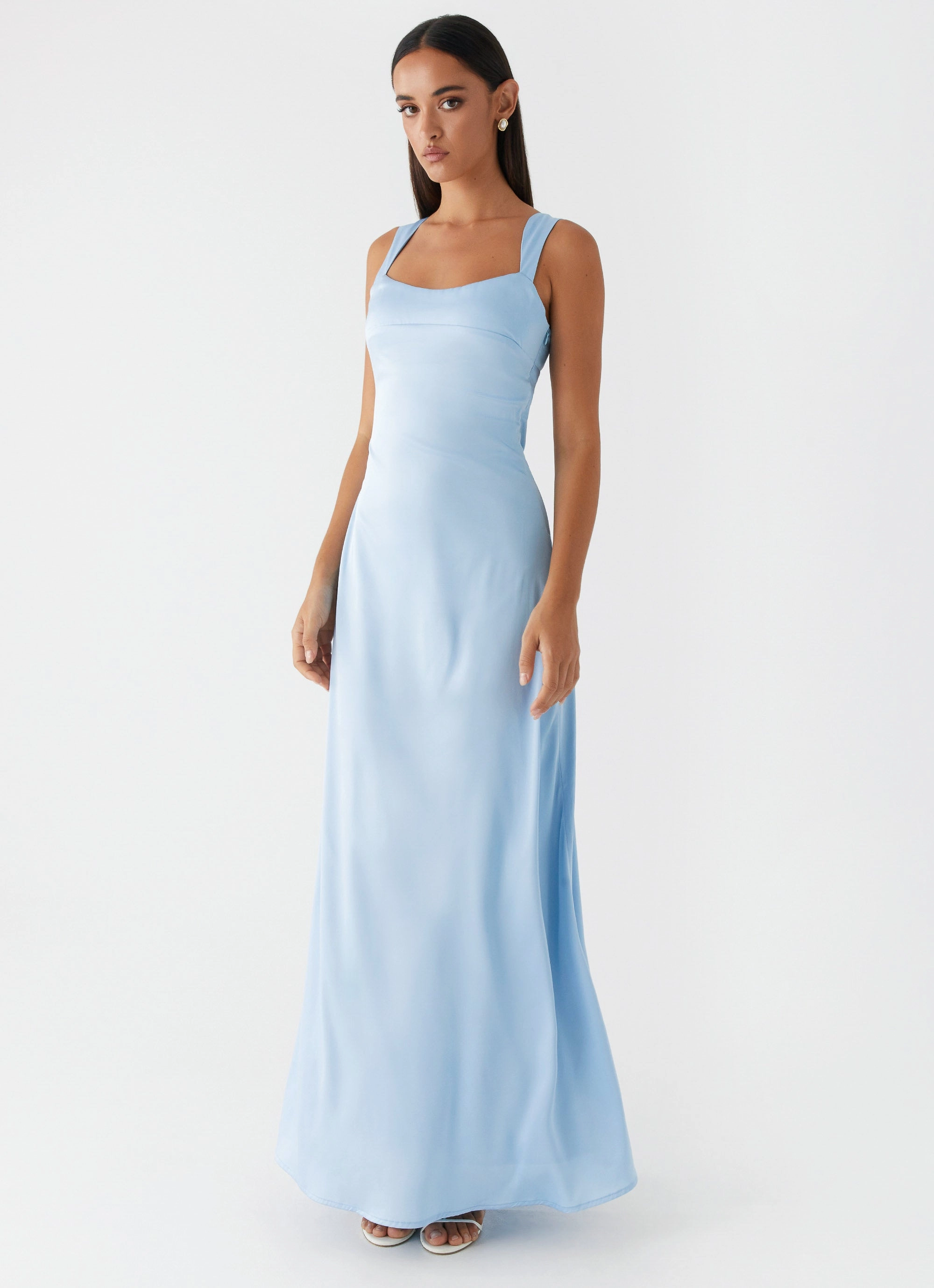 Cold Season Coat Odette Satin Maxi Dress - Blue
