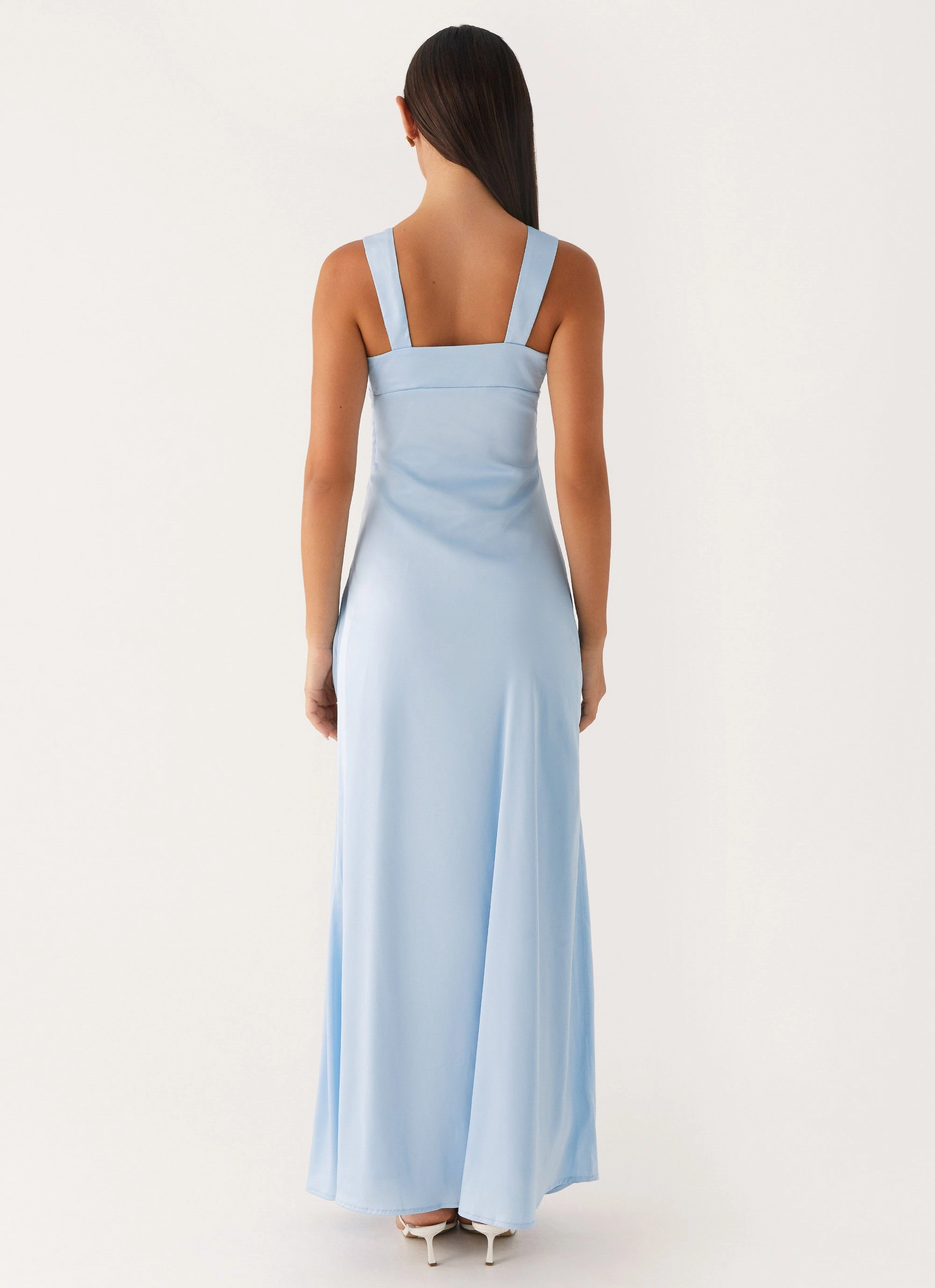 Soft Touch Elegant Evening Odette Satin Maxi Dress - Blue