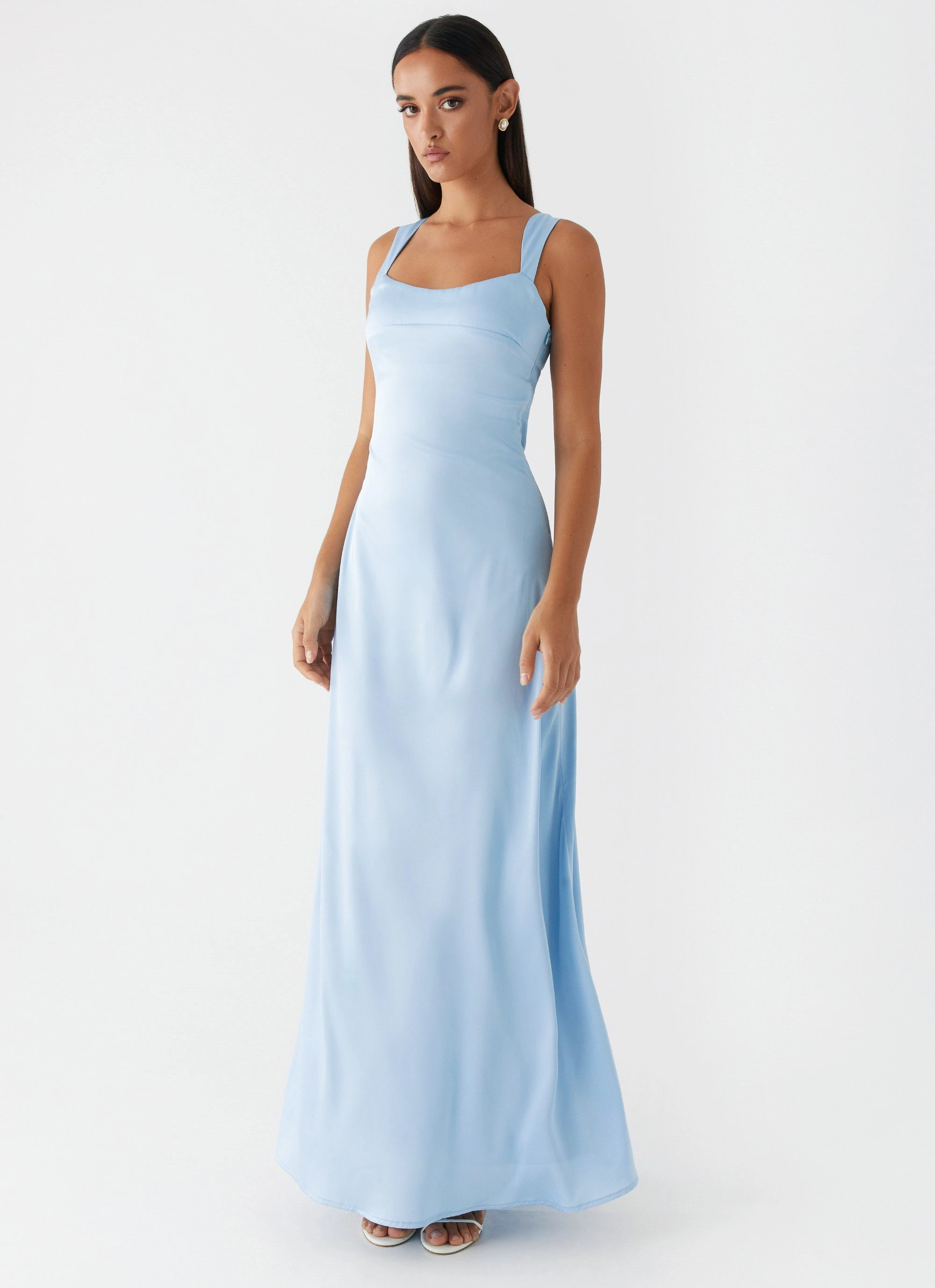Odette Satin Maxi Dress - Blue Autumn Wear