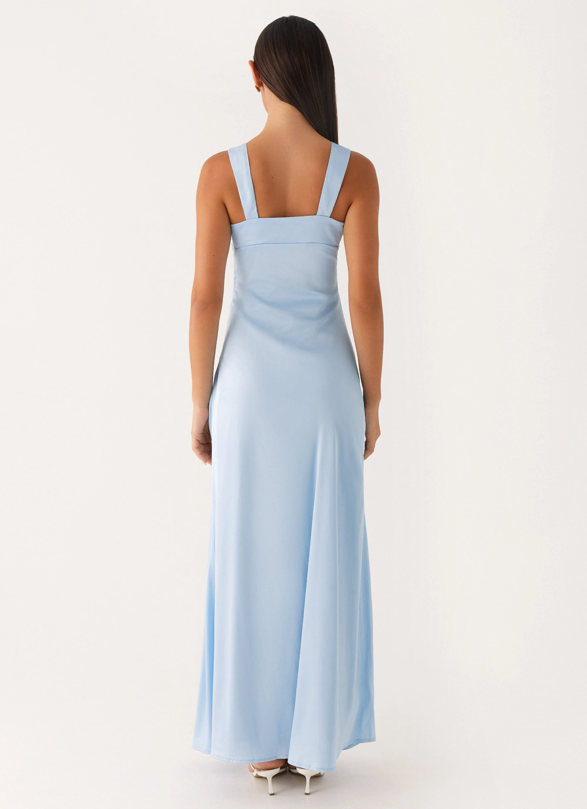 Odette Satin Maxi Dress - Blue Trendy Outerwear