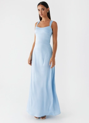 Odette Satin Maxi Dress - Blue Autumn Wear