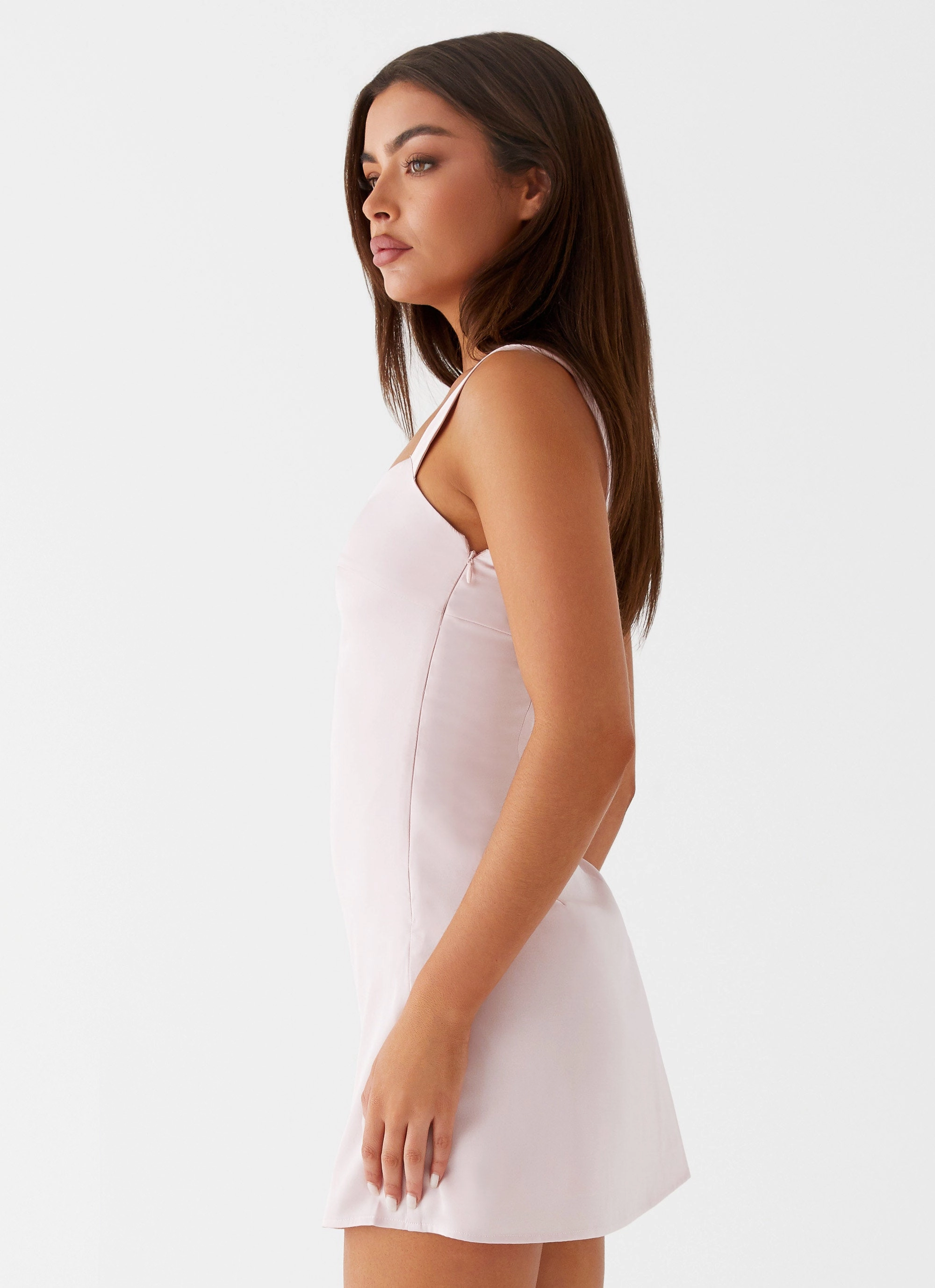 Odette Satin Mini Dress - Pink Sleek Outerwear Affordable Fashion
