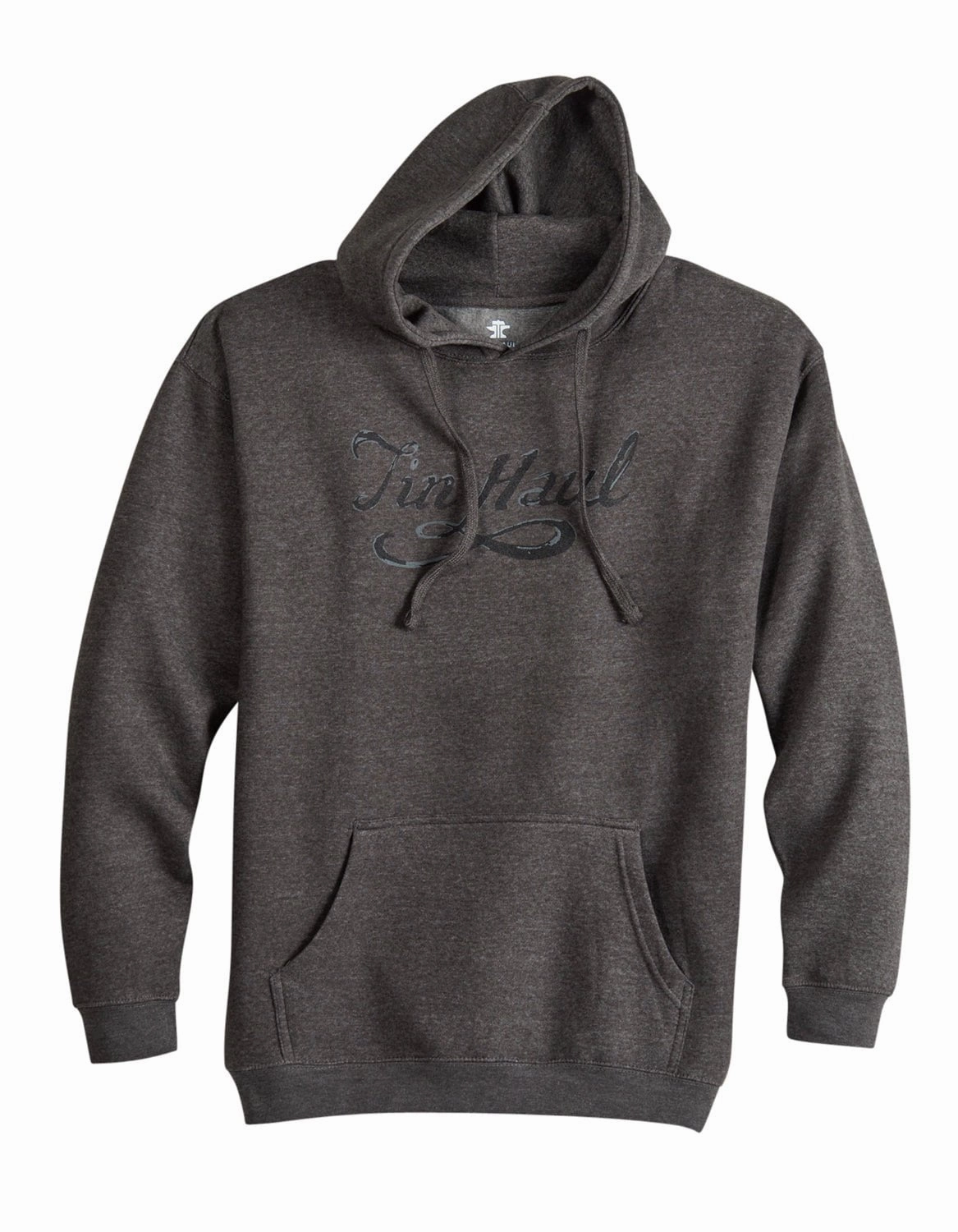 Stylish Basics Anti Pilling Surface Treatment Tin Haul Mens Curly Script Grey Cotton Blend Hoodie