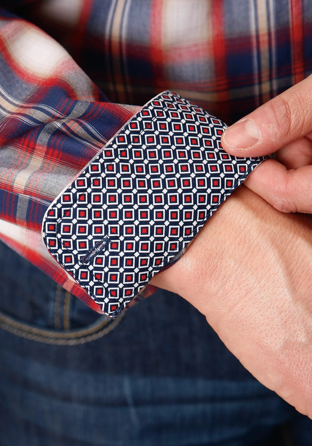 Roper Mens Independence Plaid Blue 100% Cotton Btn L/S Shirt UV Protective Fabric Minimalist Closure