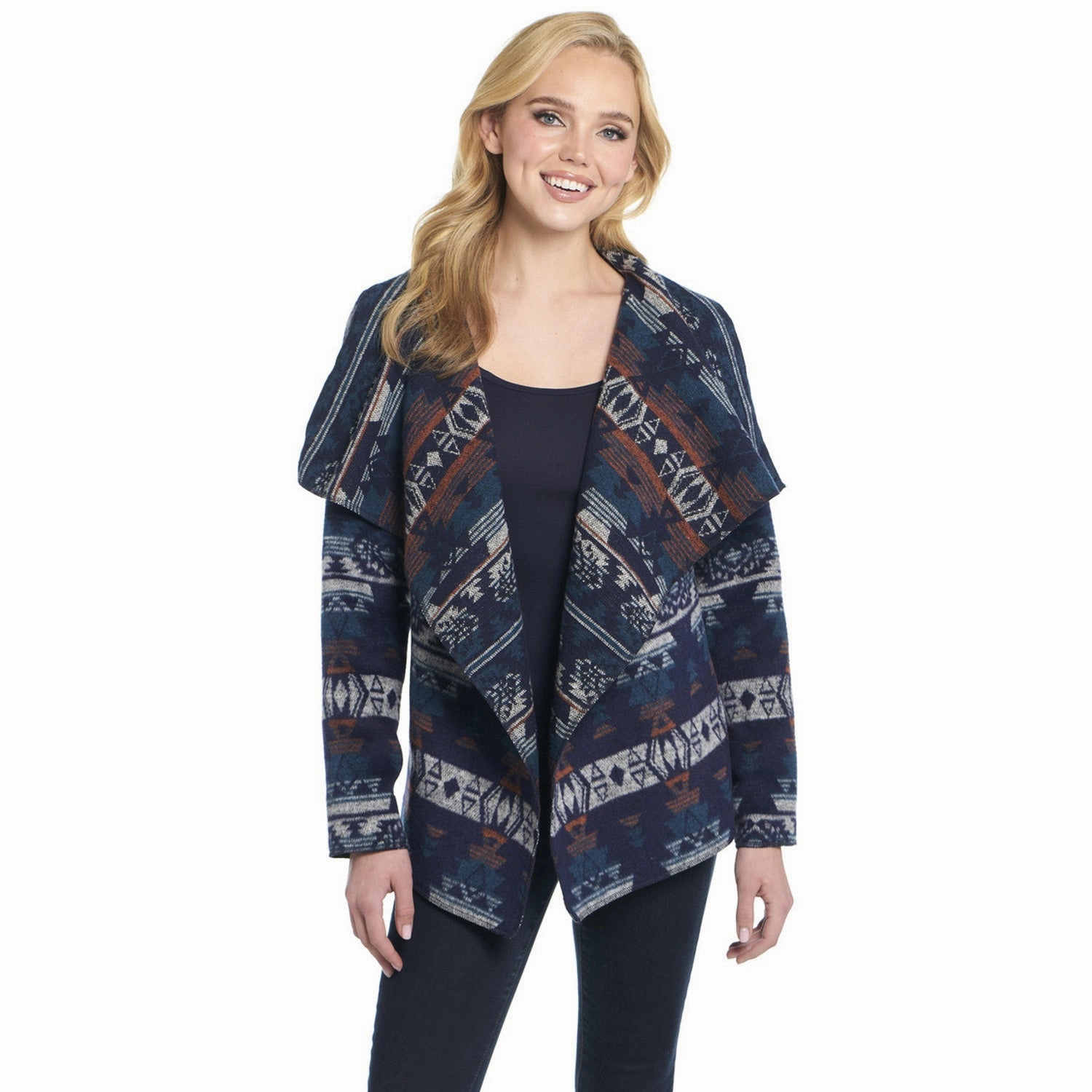 WeatherproofCoating Cripple Creek Womens Navajo Open Front Blanket Wrap Night Dive Polyester Jacket