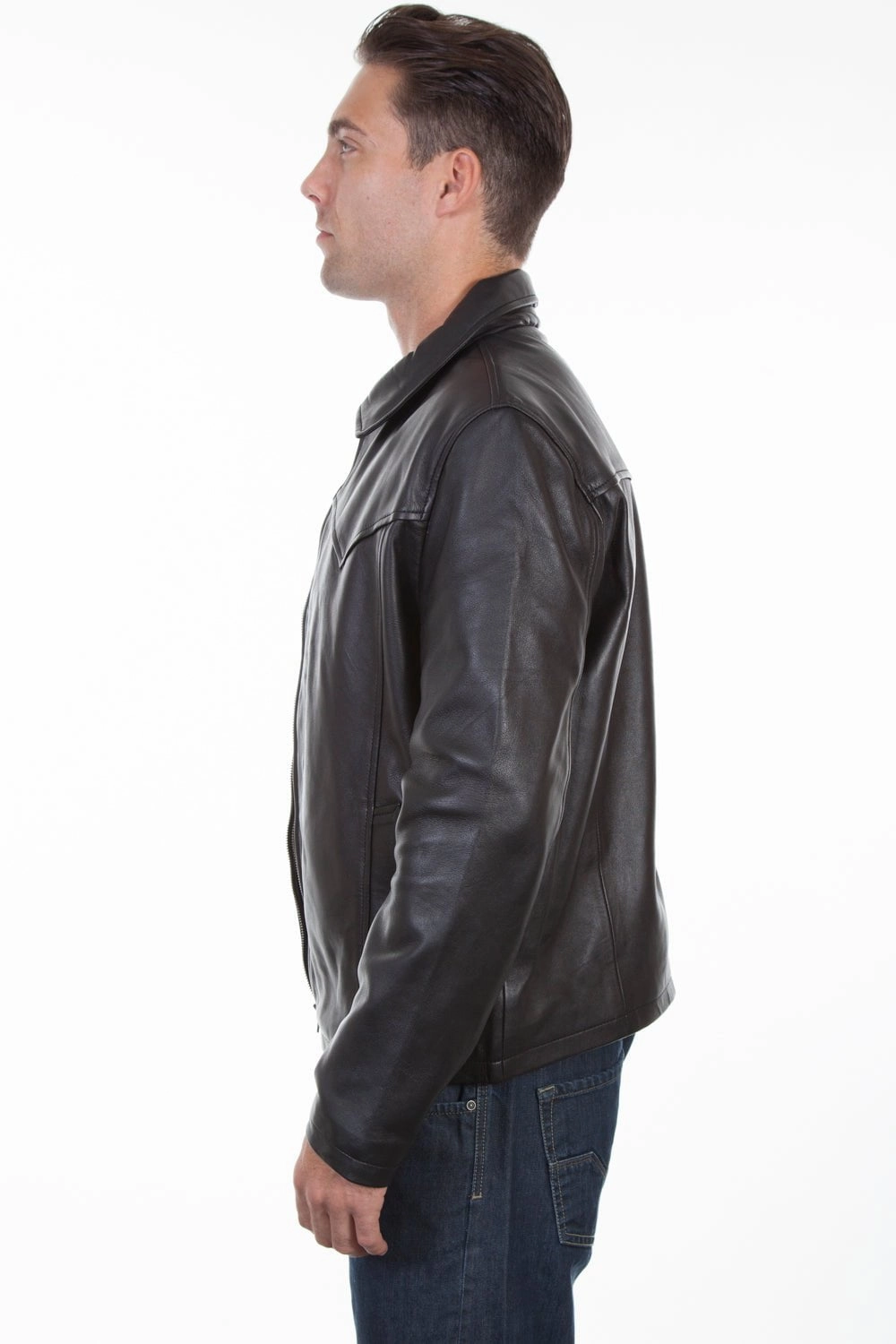 Scully Mens Black Soft Lamb Zip Western Jacket Seamless Edge Finishing AdjustableDrawcordHem
