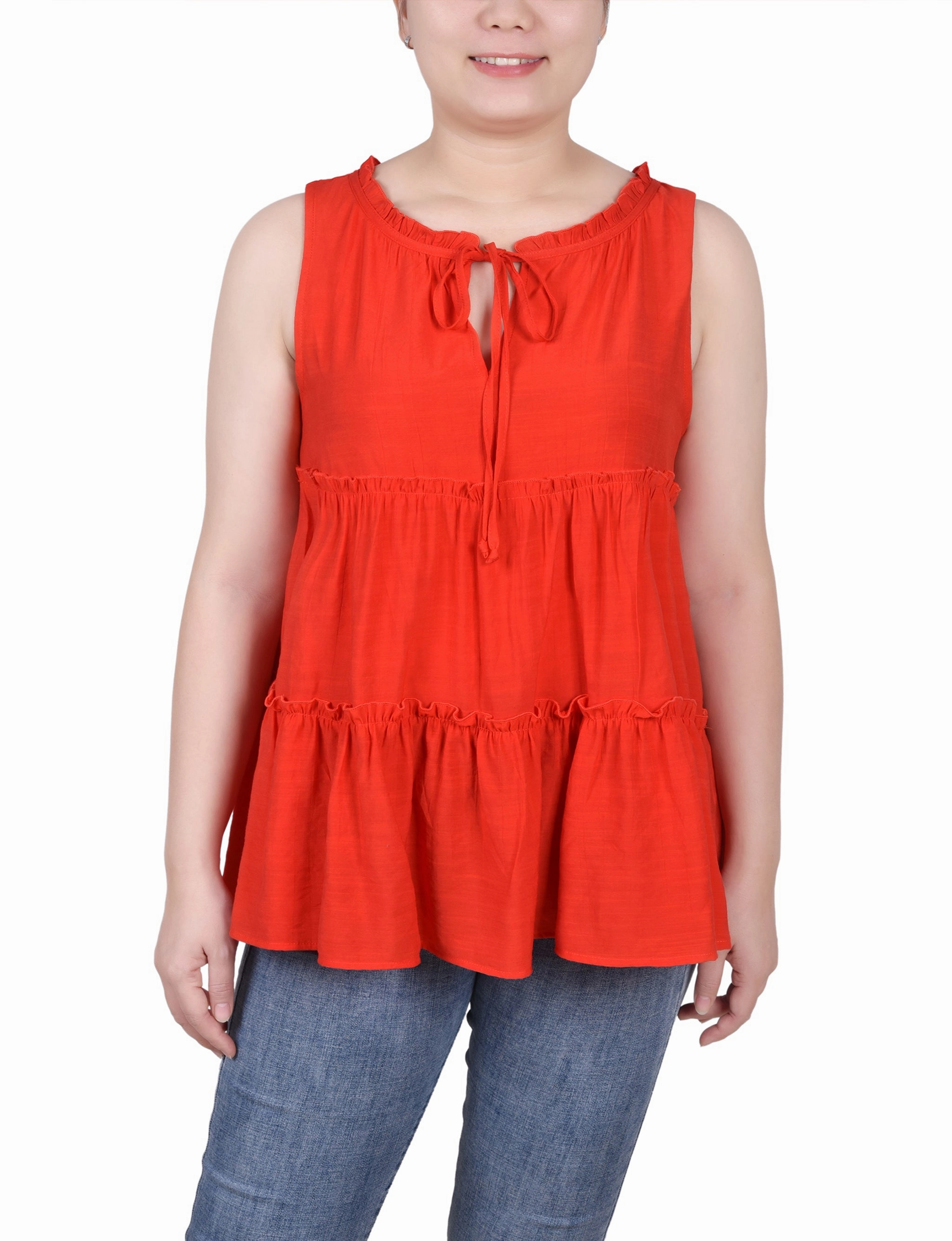 AirflowOptimized Design Petite Sleeveless Tiered Blouse