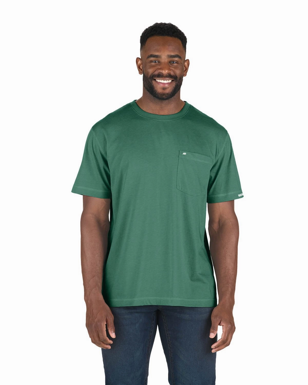 Easy Care Material Non Iron Material Berne Mens Pine Cotton Blend Light Performance Tee S/S