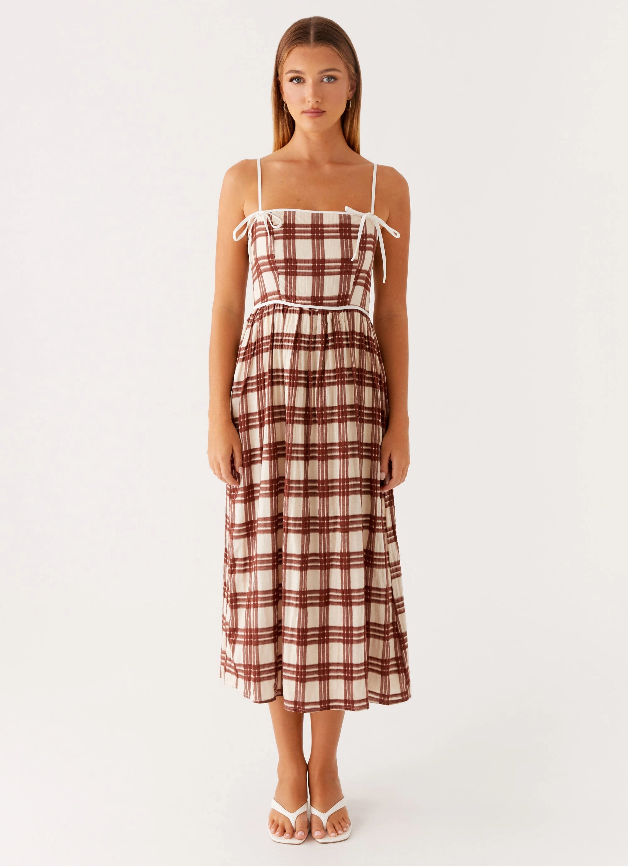 Relaxed Layer Shyanne Midi Dress - Chocolate Check