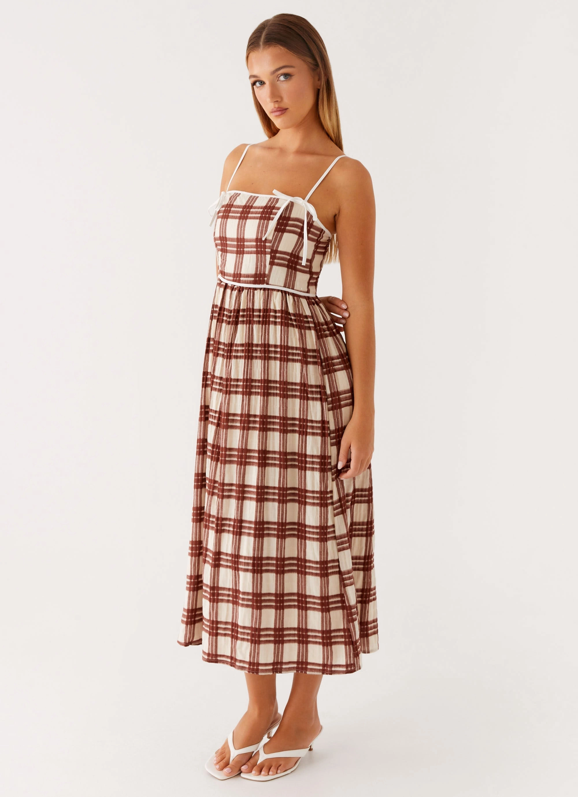 Shyanne Midi Dress - Chocolate Check Grab Quick